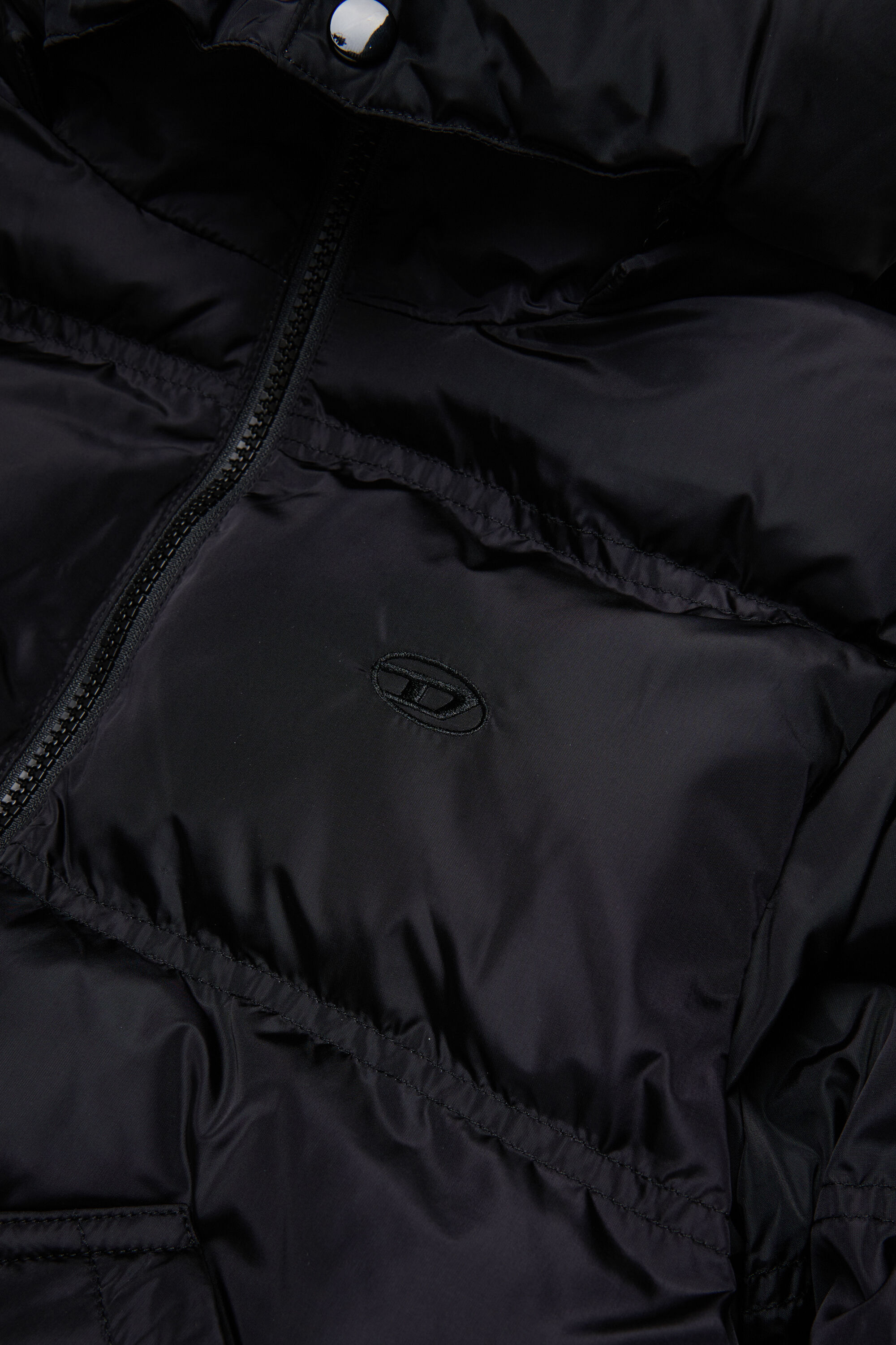 Diesel - JRIVON, Unisex's Hooded puffer jacket with oversized pockets in Black - 4