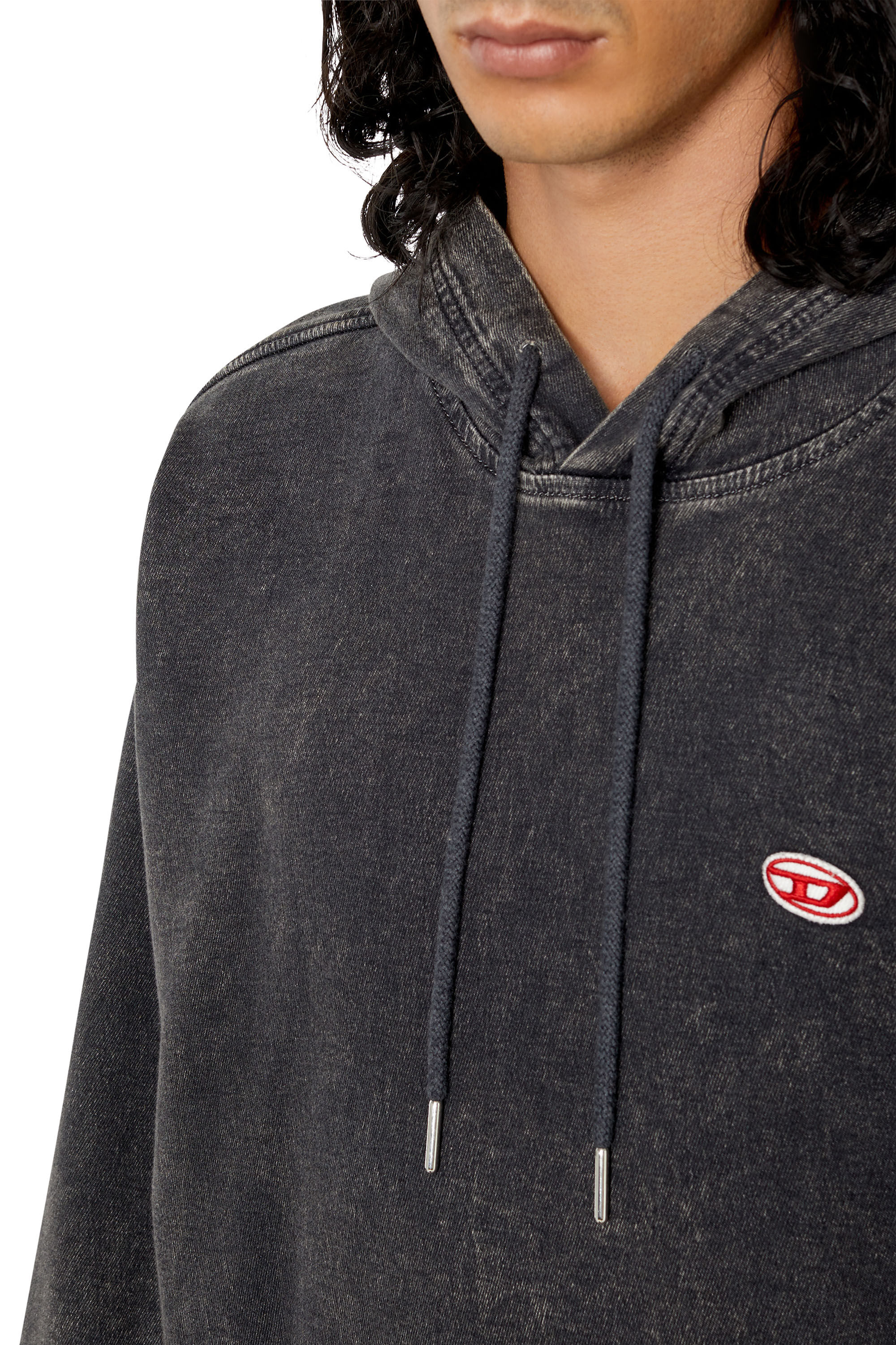 Diesel - D-UM-RIB TRACK DENIM HOODIE, Black/Dark grey - Image 6