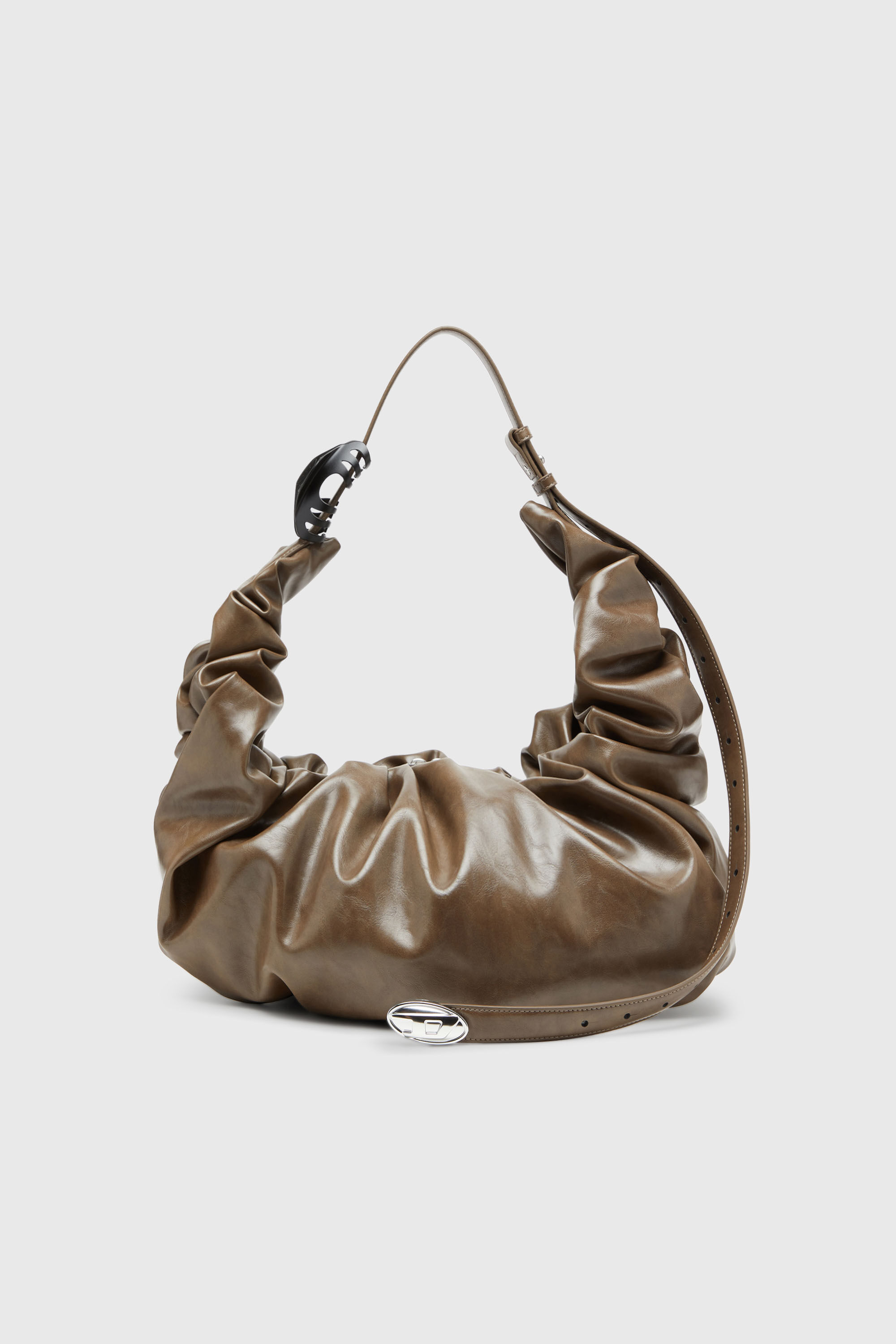 Diesel - GRAB-D HOBO L, Woman's Grab-D-Large scrunched hobo bag in Beige - 2
