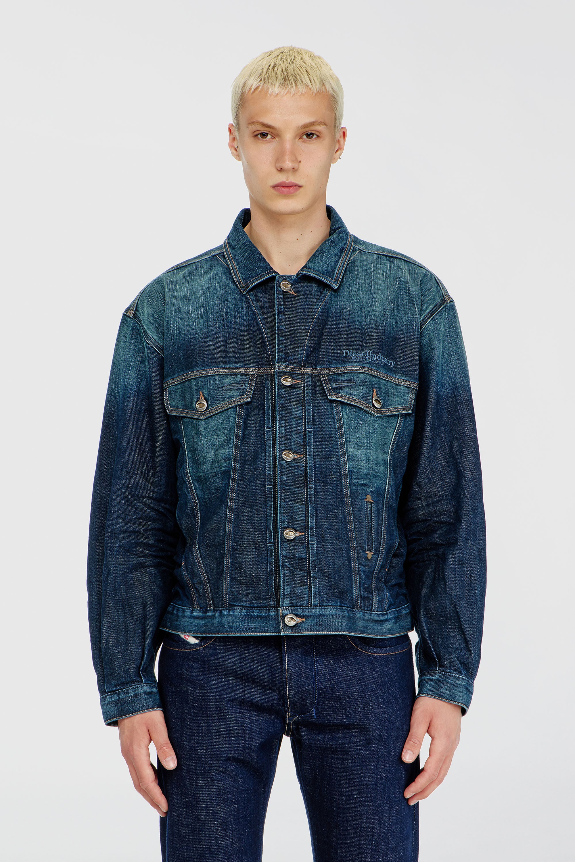 Diesel - D-DENVER-CL, Unisex's Trucker jacket in selvedge denim in Medium blue - 3
