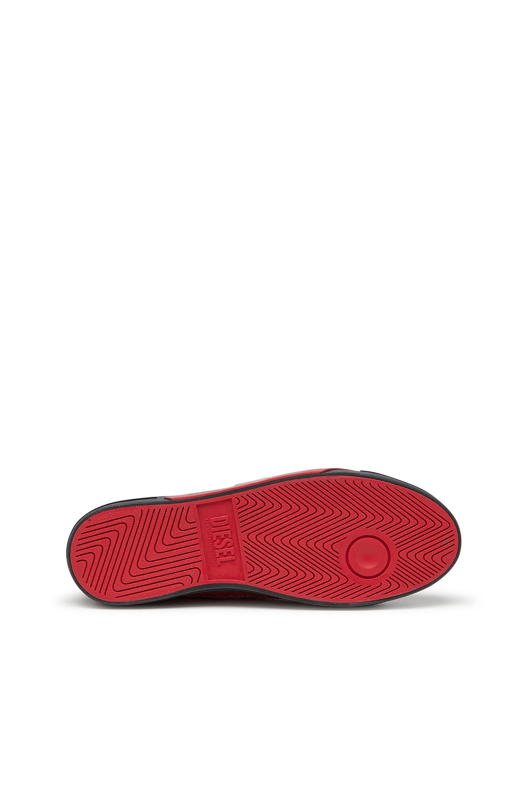 Diesel - S-D-VERSE MID II, Man's Distressed high-top sneakers in canvas in Black/Red - 5