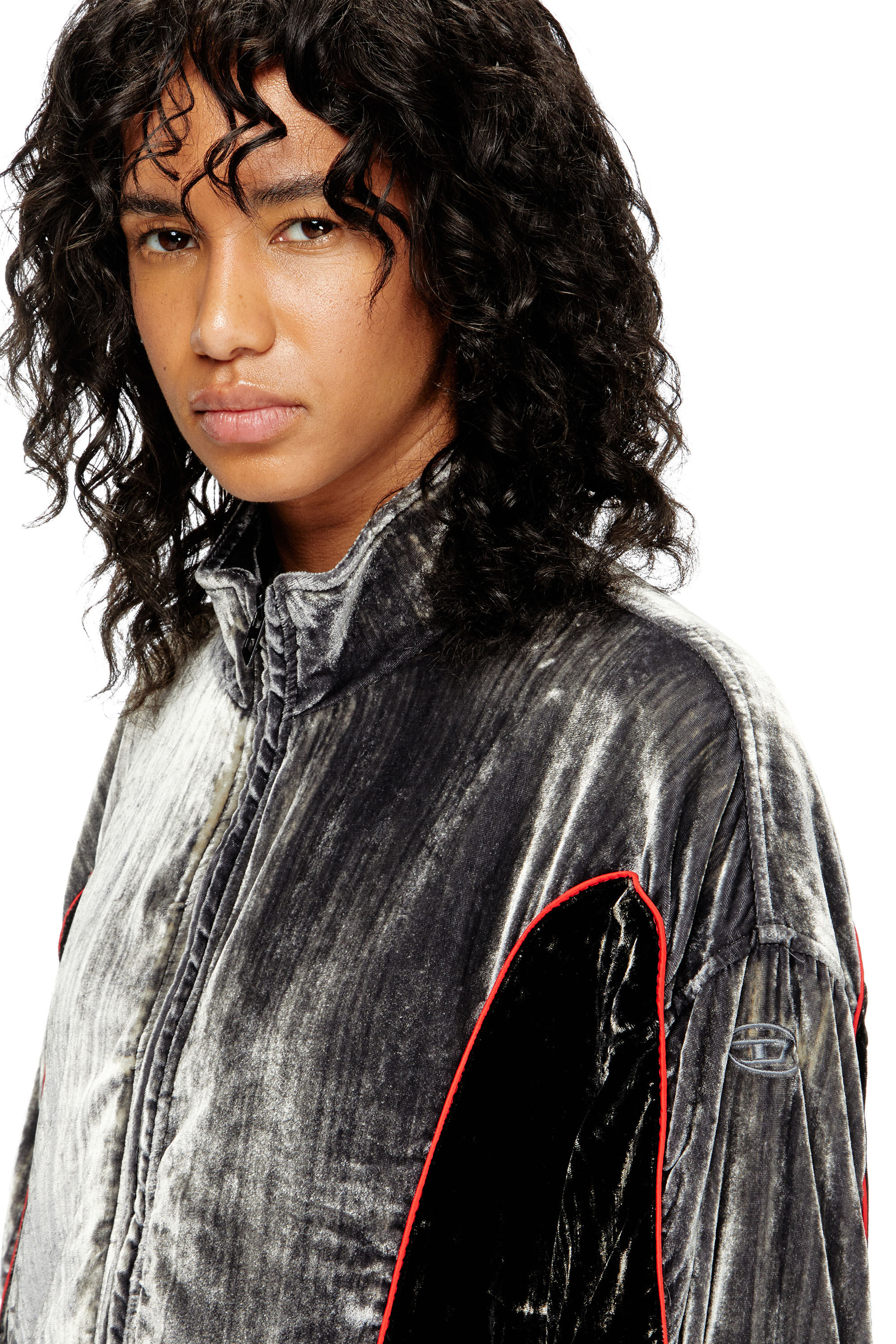 Diesel - G-RIFFIN, Woman's Track jacket in treated velvet in null - 5