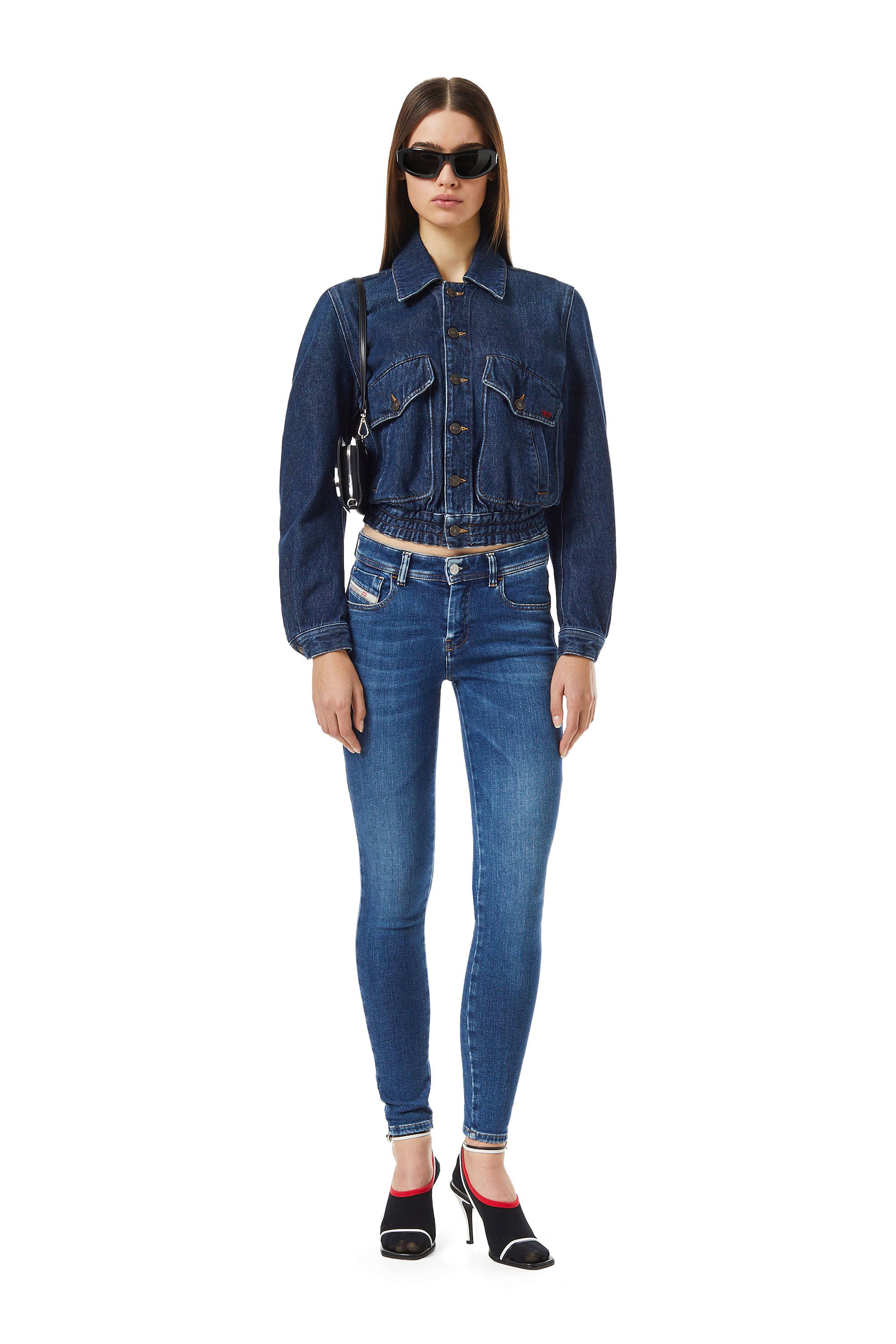 Diesel - 2017 Slandy 09C21 Super skinny Jeans, Medium blue - Image 1