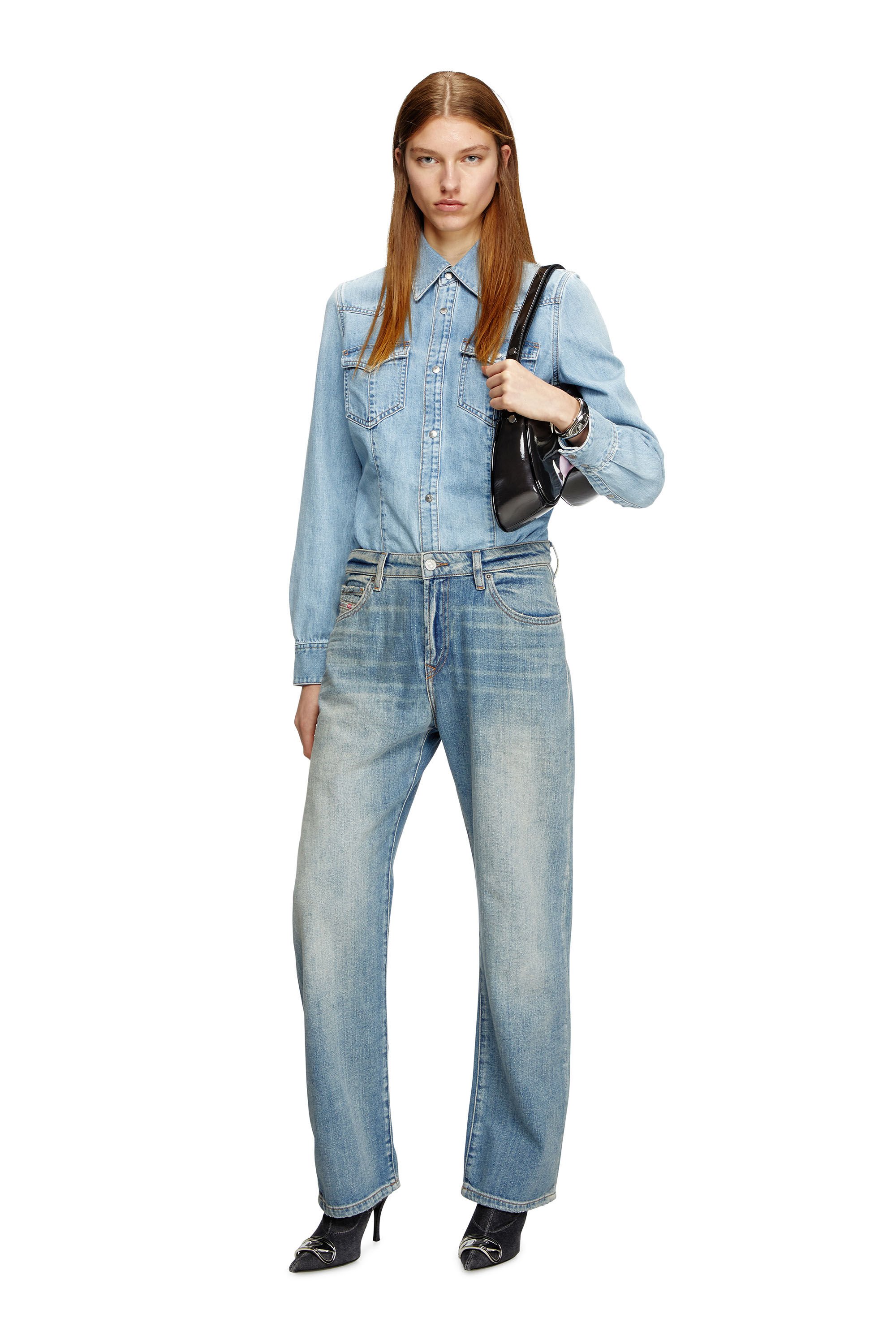 Diesel - DE-WAVES, Woman's Western shirt in denim in Light Blue - 1