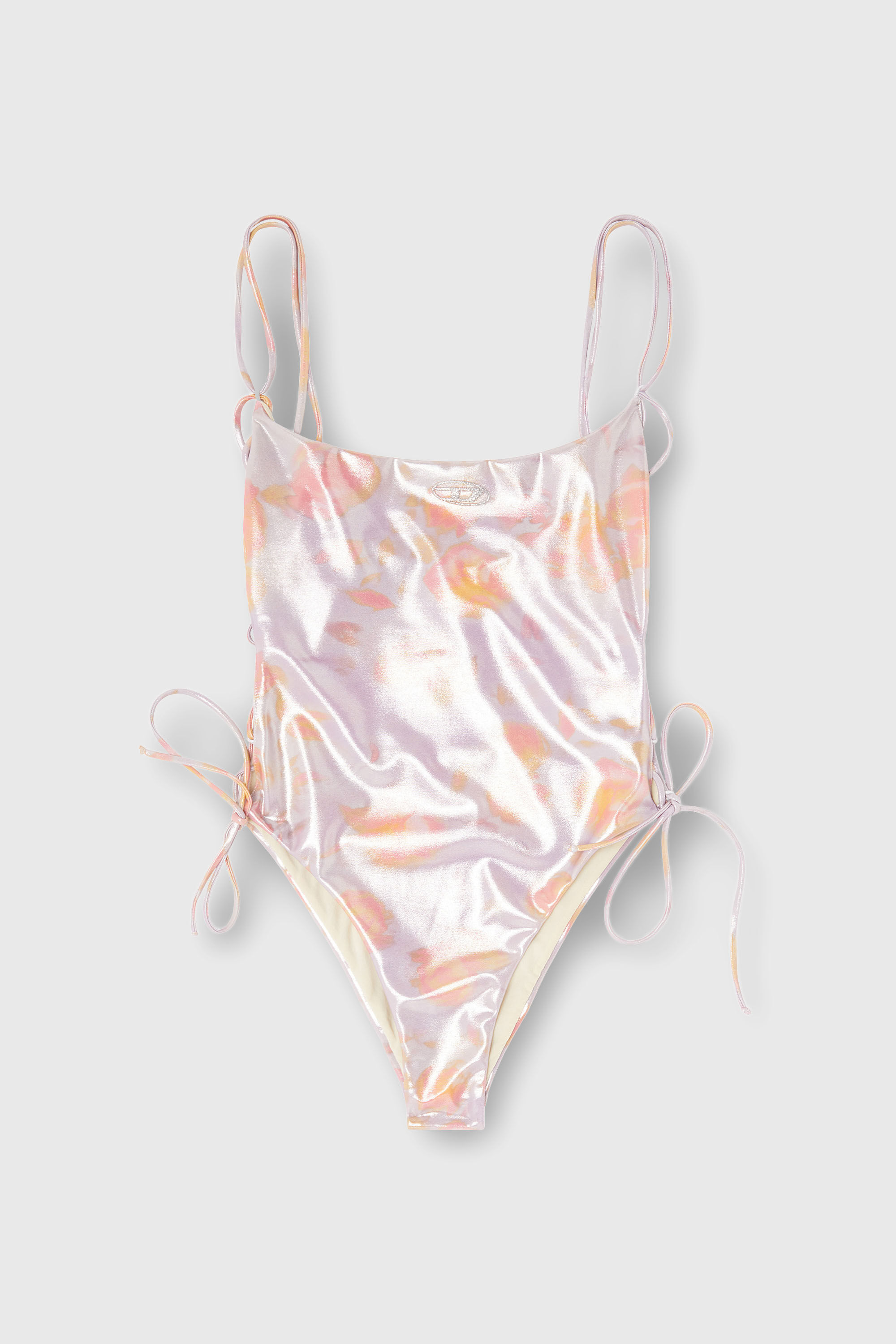 Diesel - REGAN-UTLT, Woman's Floral metallic lace-up swimsuit in Lilac - 4