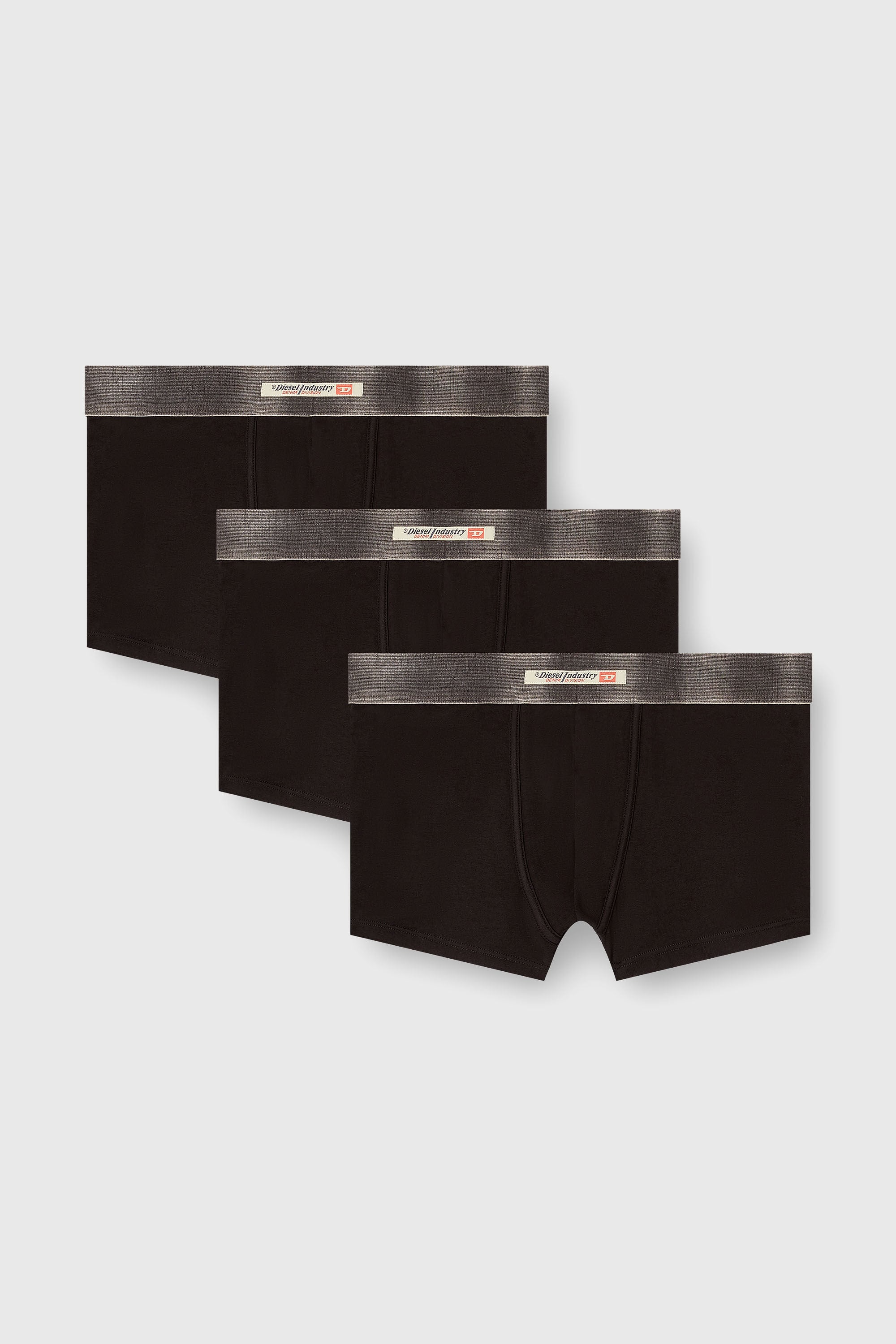 Diesel - DAMIEN-DNM-3PACK, Man's Three-pack of stretch cotton boxer briefs with satin waistband in Black - 2