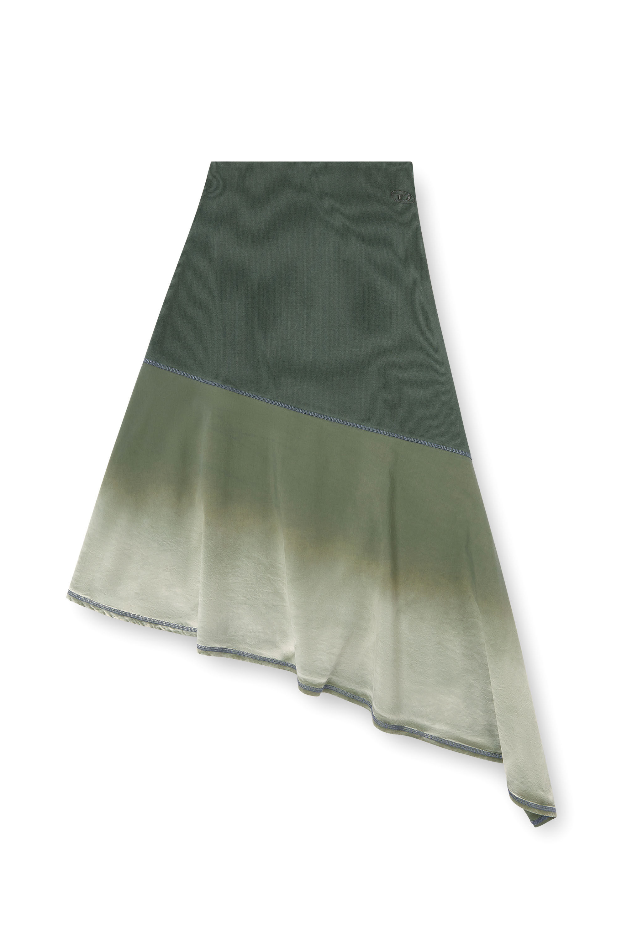 Diesel - O-MARTA, Woman's Spliced asymmetrical midi skirt in Green - 2