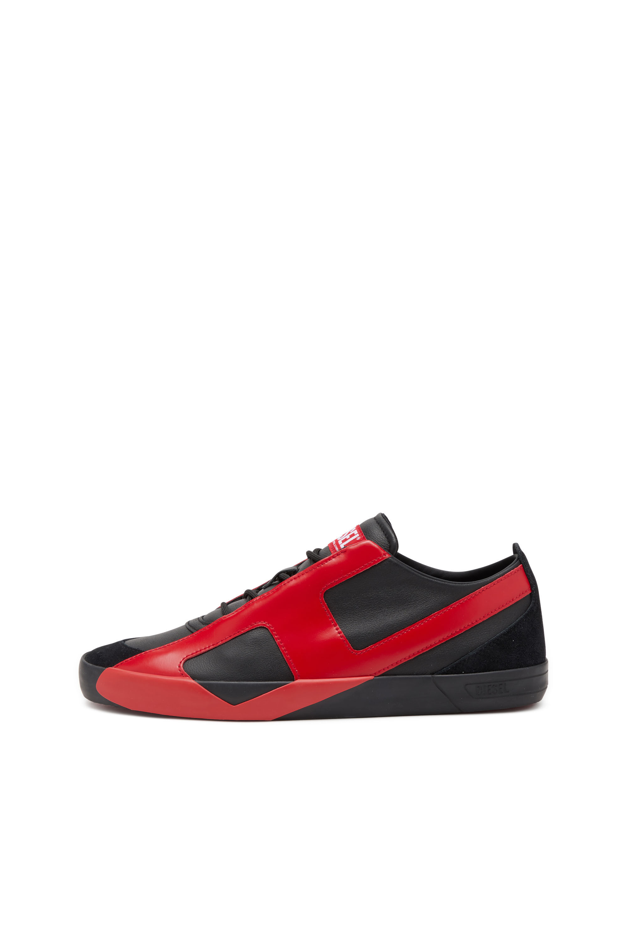 Diesel - S-SLANTE-D LOW, Man's Sneakers in suede and leather with D logo in Black/Red - 8