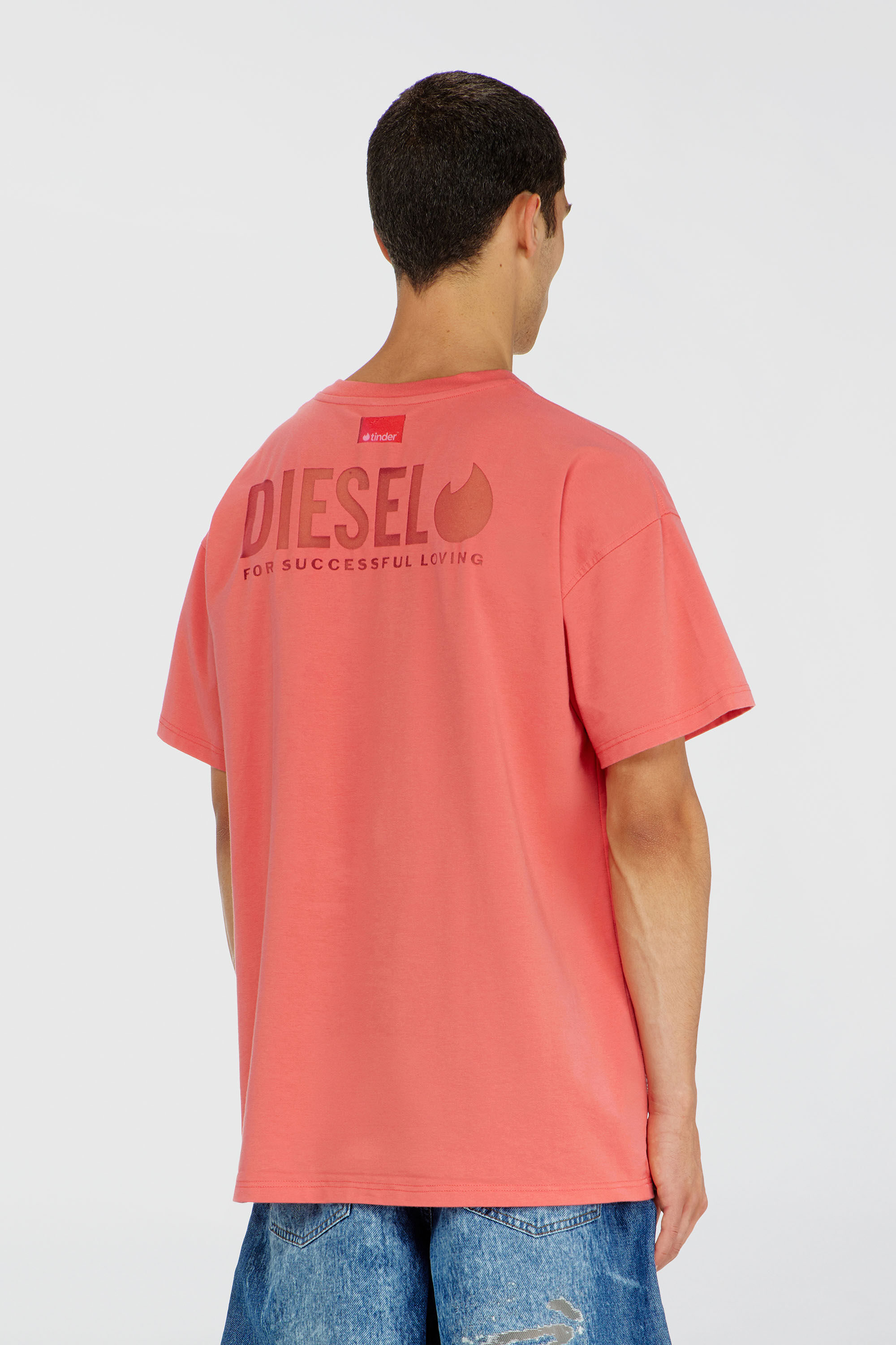 Diesel - PR-T-NORM-CHITIND-R, Unisex's T-shirt with transparent back logo in Coral Rose - 4