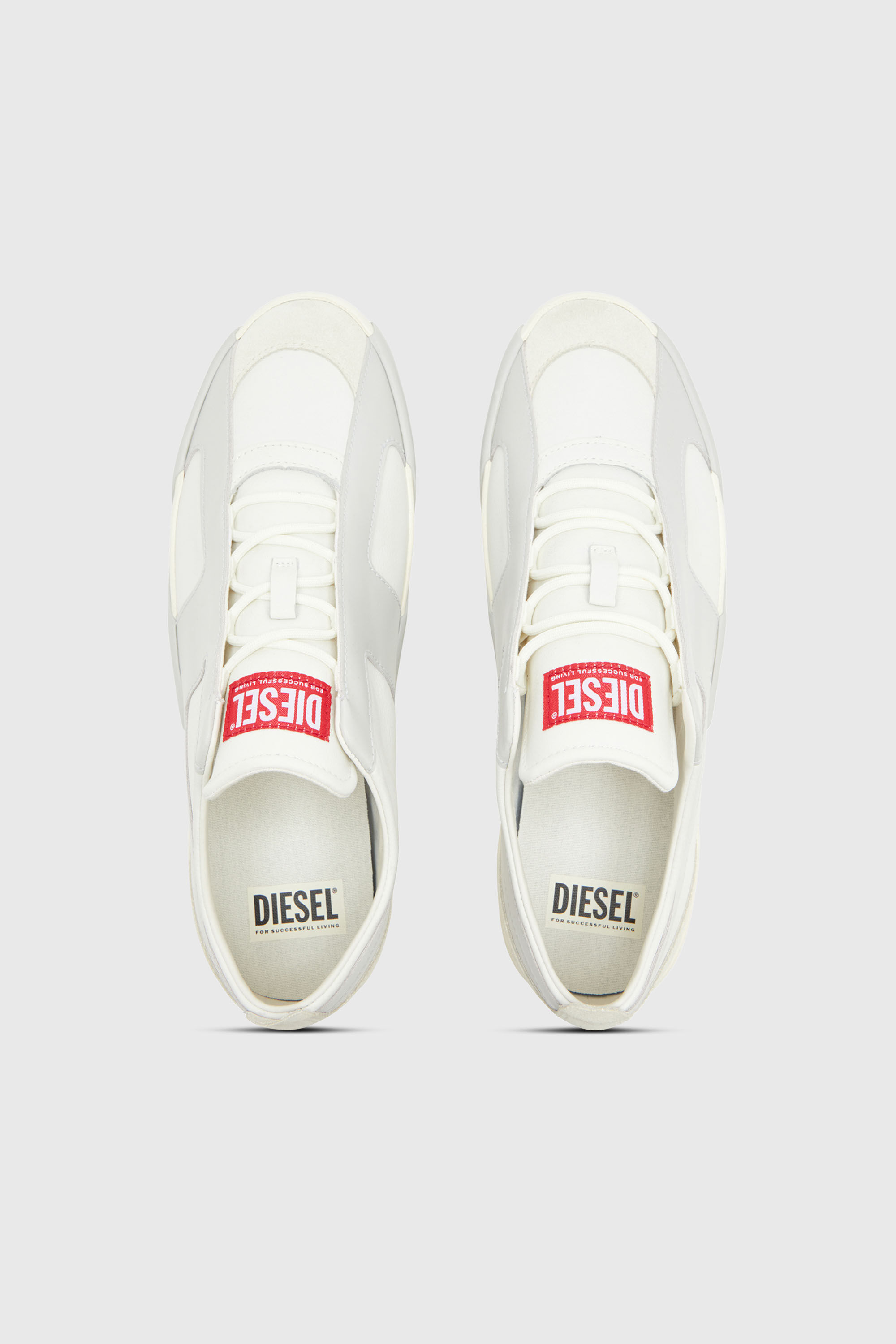 Diesel - S-SLANTE-D LOW, Man's S-Slante-D-Sneakers in suede and leather with D logo in White/Grey - 4