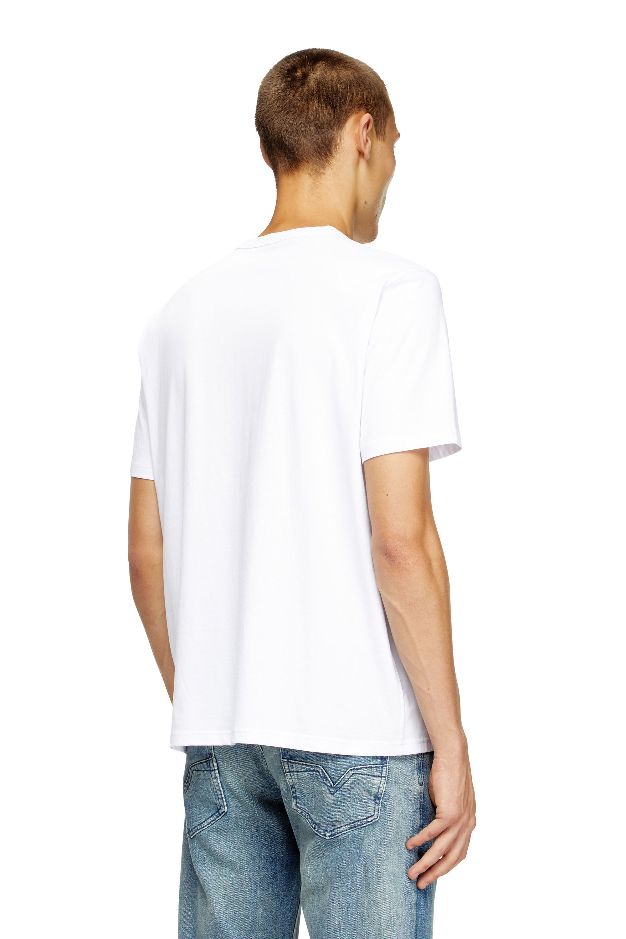 Diesel - T-ADJUST-MICRODIV, Unisex's T-shirt with micro-embroidered logo in White - 4