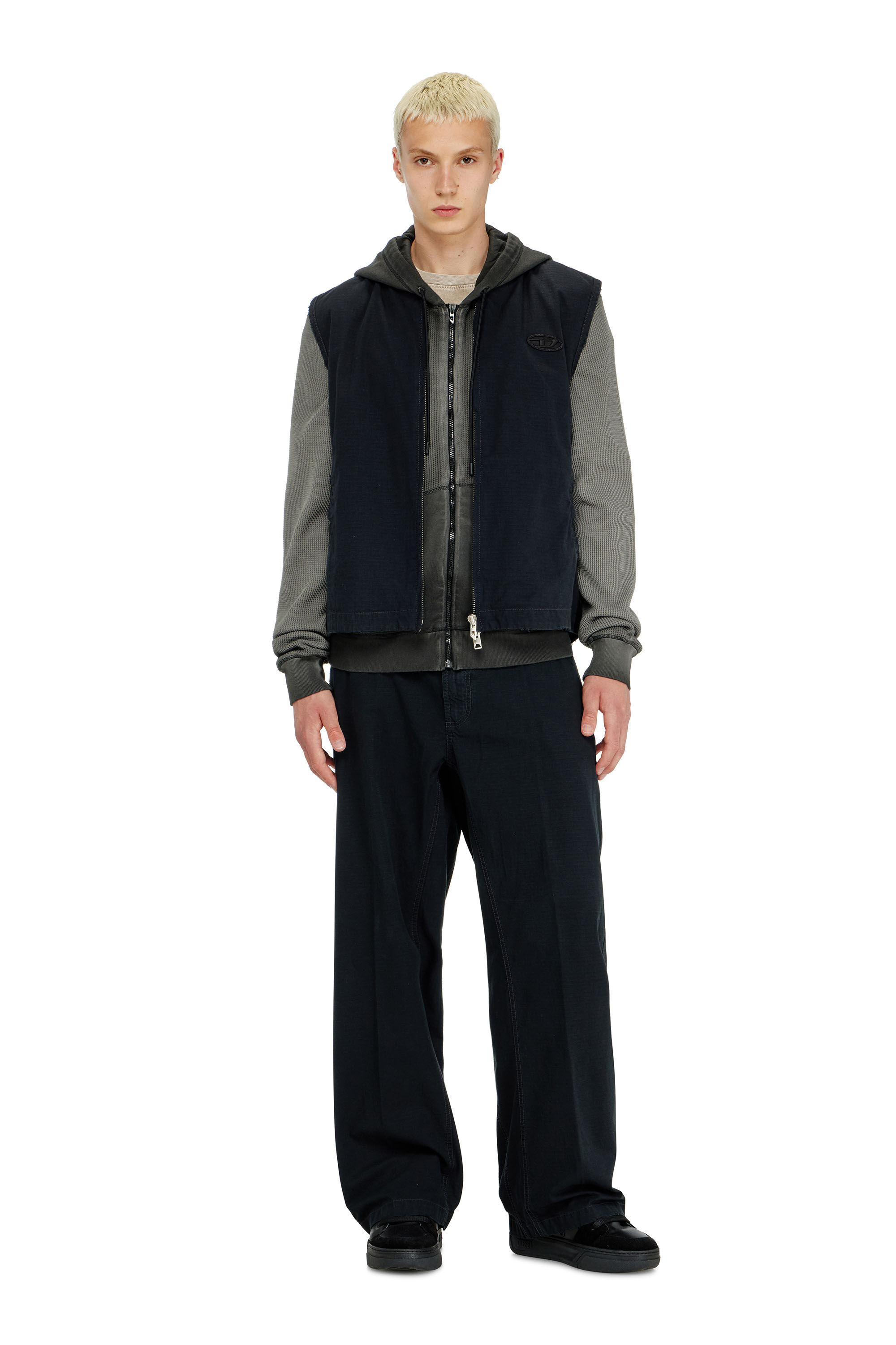 Diesel - J-TYPE-CO-SL, Man's Cotton ripstop vest with Oval D patch in Black - 1