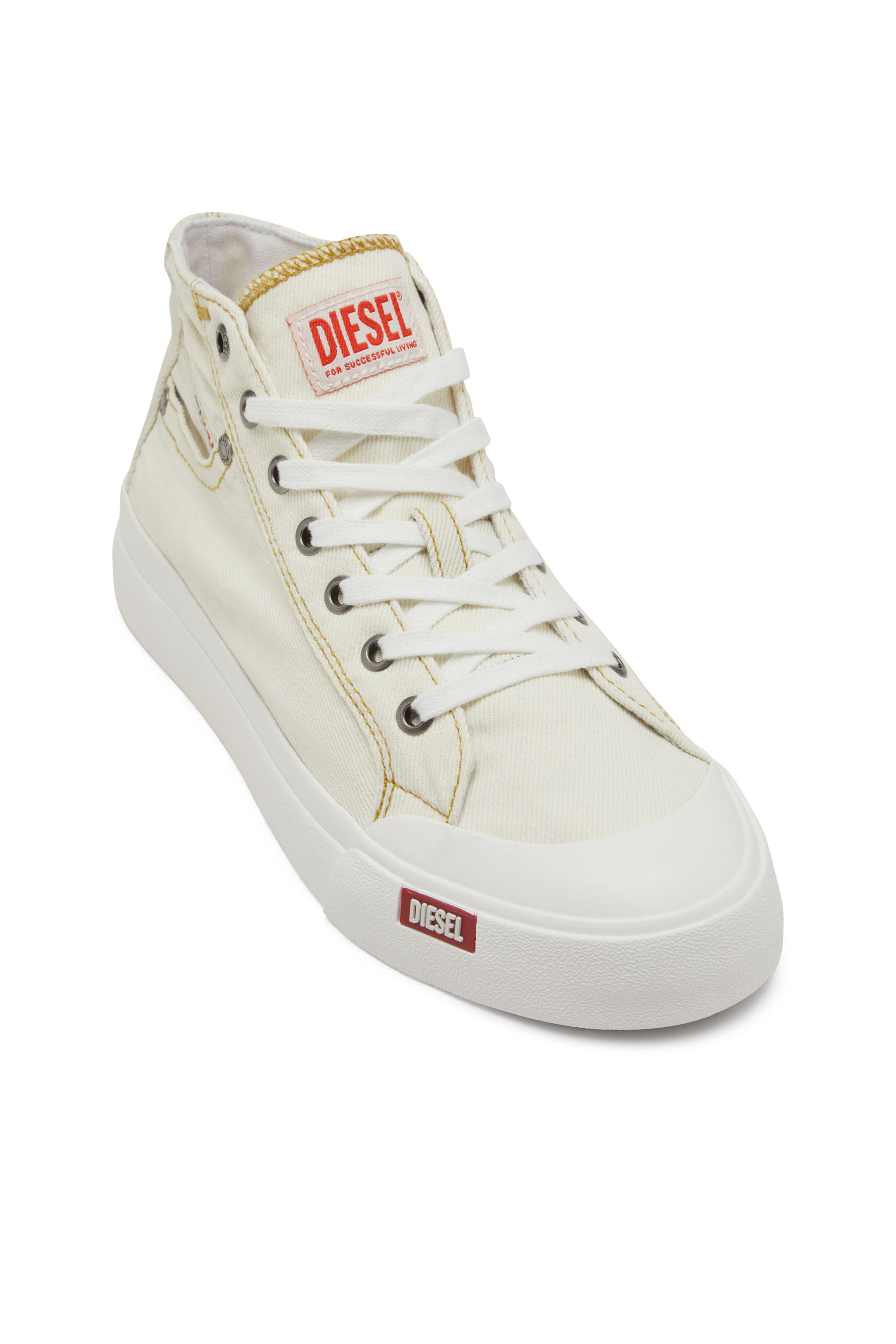 Diesel - S-ATHOS NMD W, Woman's S-Athos-High-top denim sneakers with pocket detail in White - 5