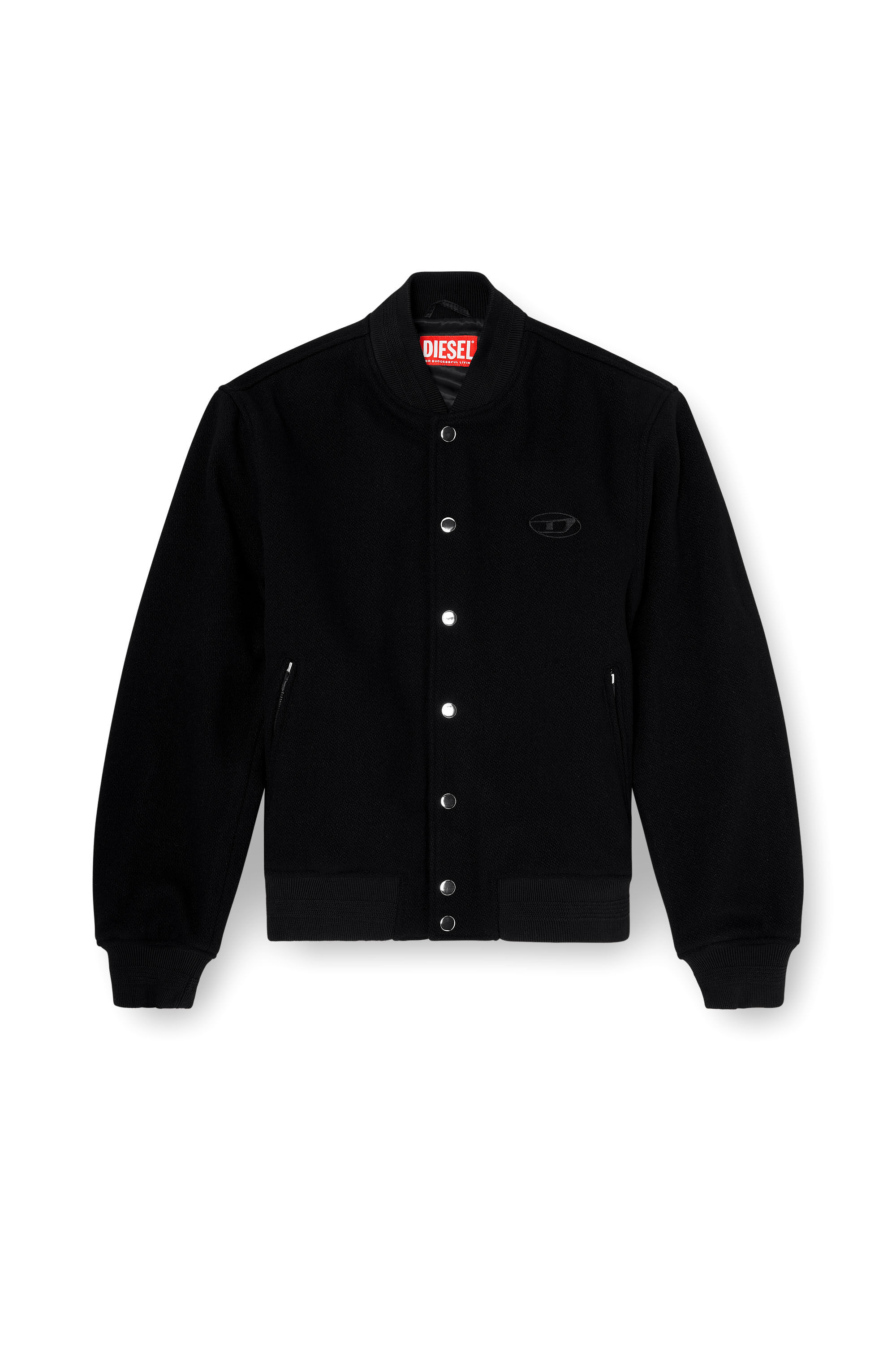 Diesel - J-ARRY-WRD, Man's Bomber jacket in felted wool blend in Black - 2