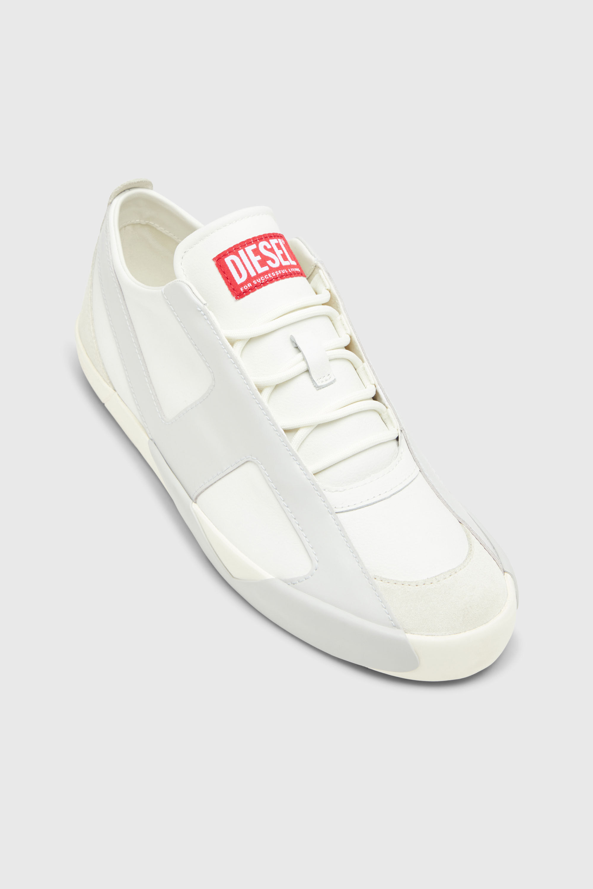 Diesel - S-SLANTE-D LOW, Man's S-Slante-D-Sneakers in suede and leather with D logo in White/Grey - 6