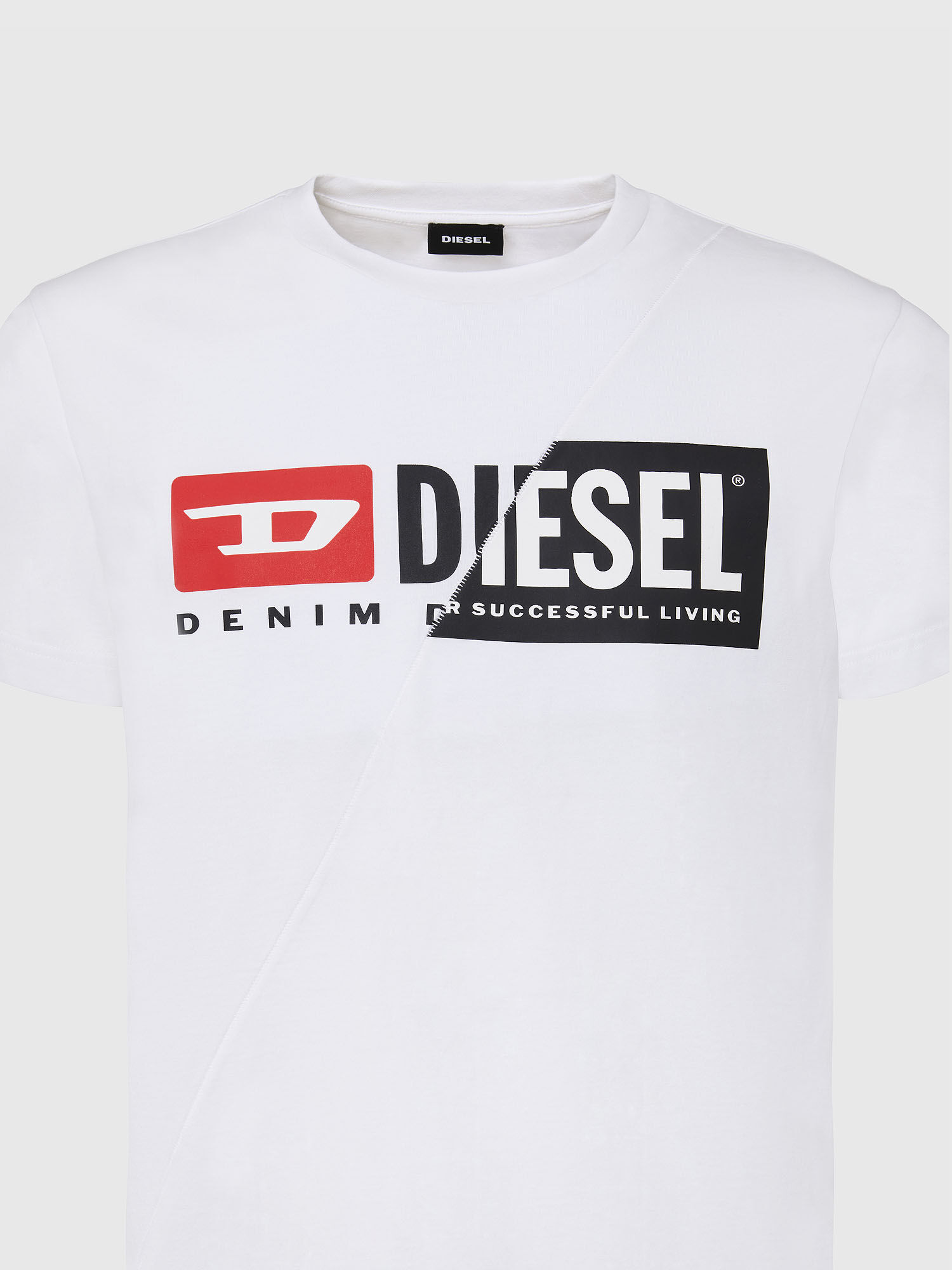 Diesel - T-DIEGO-CUTY, Man's T-shirt with dual logo print in White - 3
