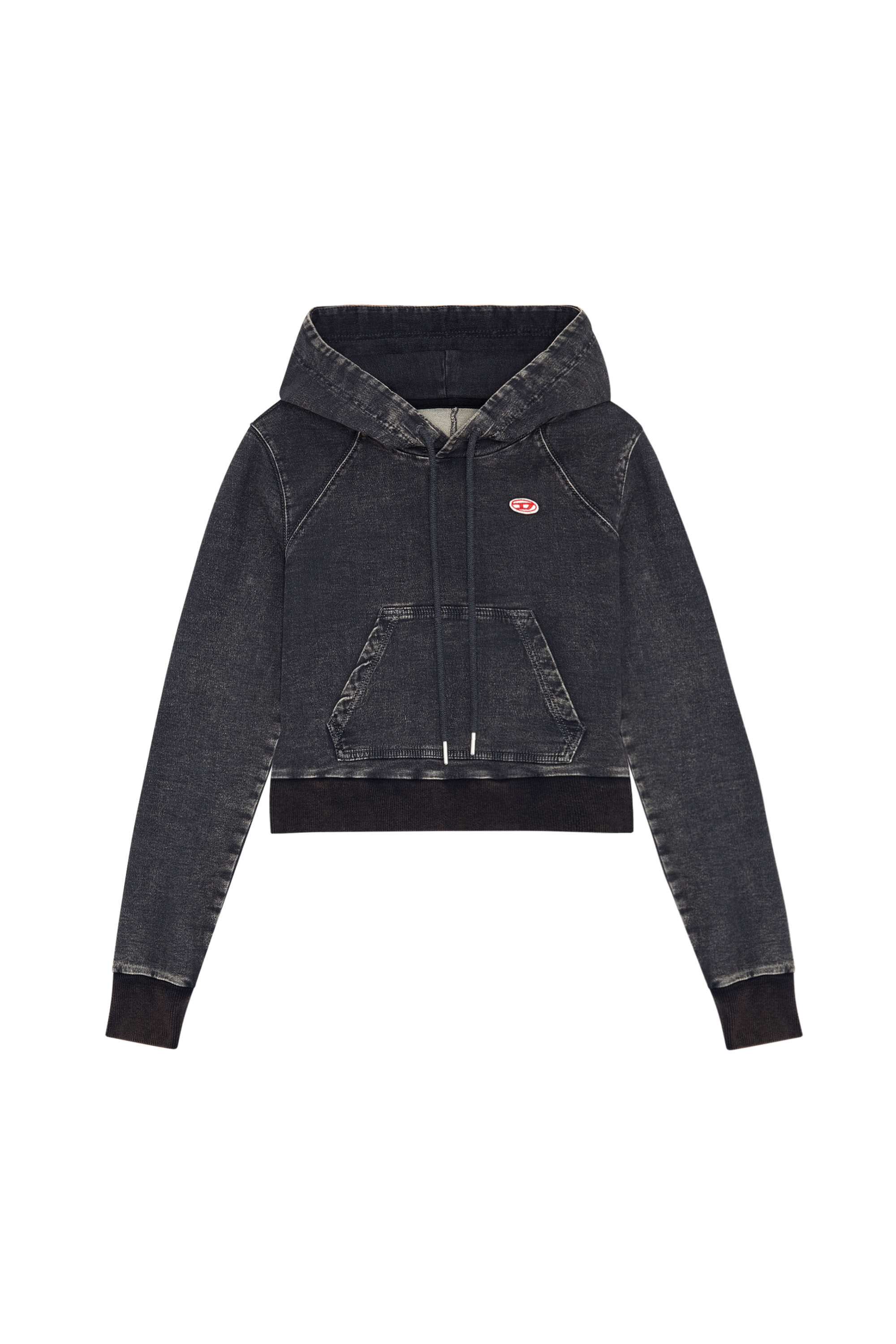 Diesel - D-ANGY TRACK DENIM HOODIE, Black/Dark grey - Image 2