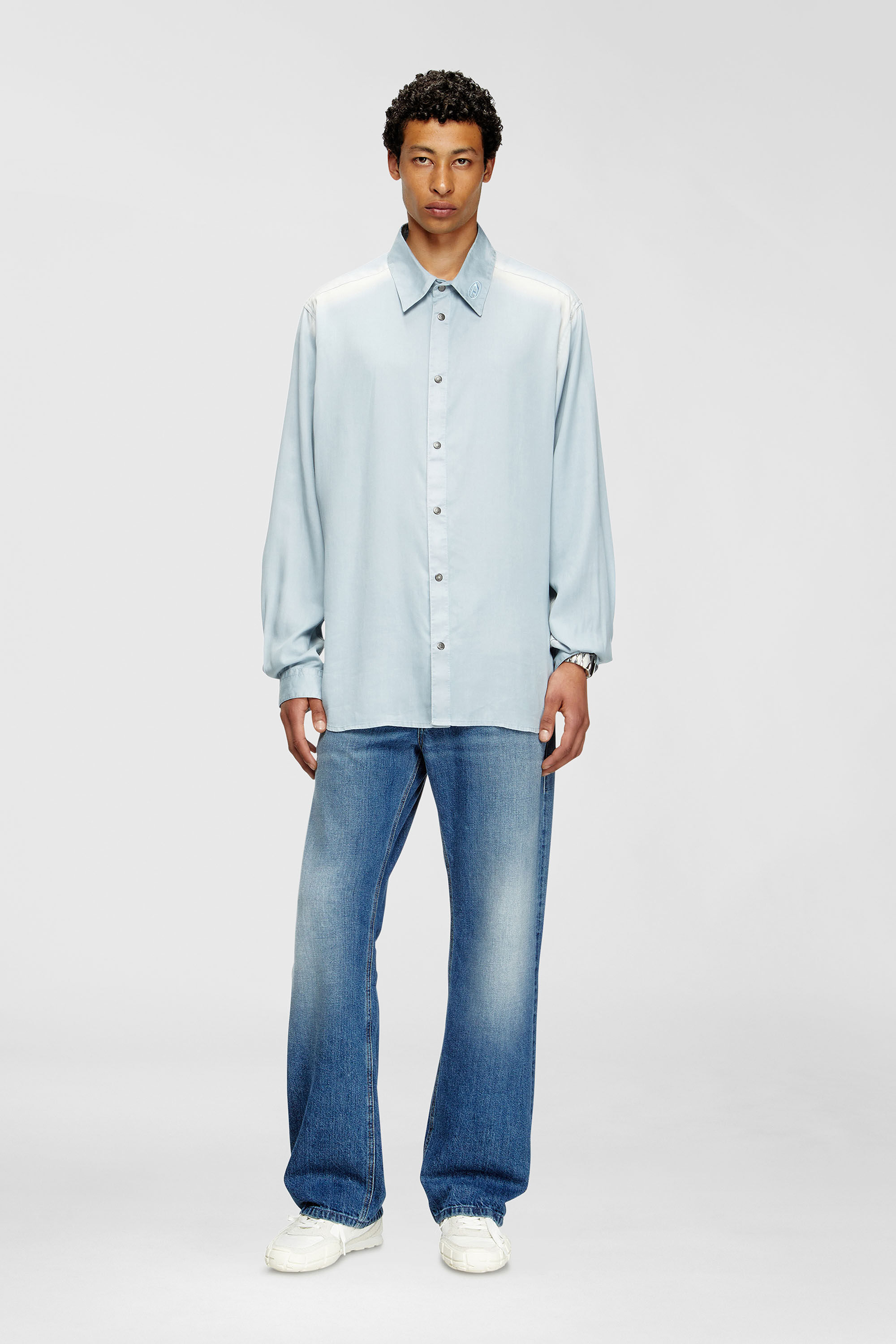 Diesel - S-SLANTE-D LOW, Man's S-Slante-D-Sneakers in suede and leather with D logo in White/Grey - 7