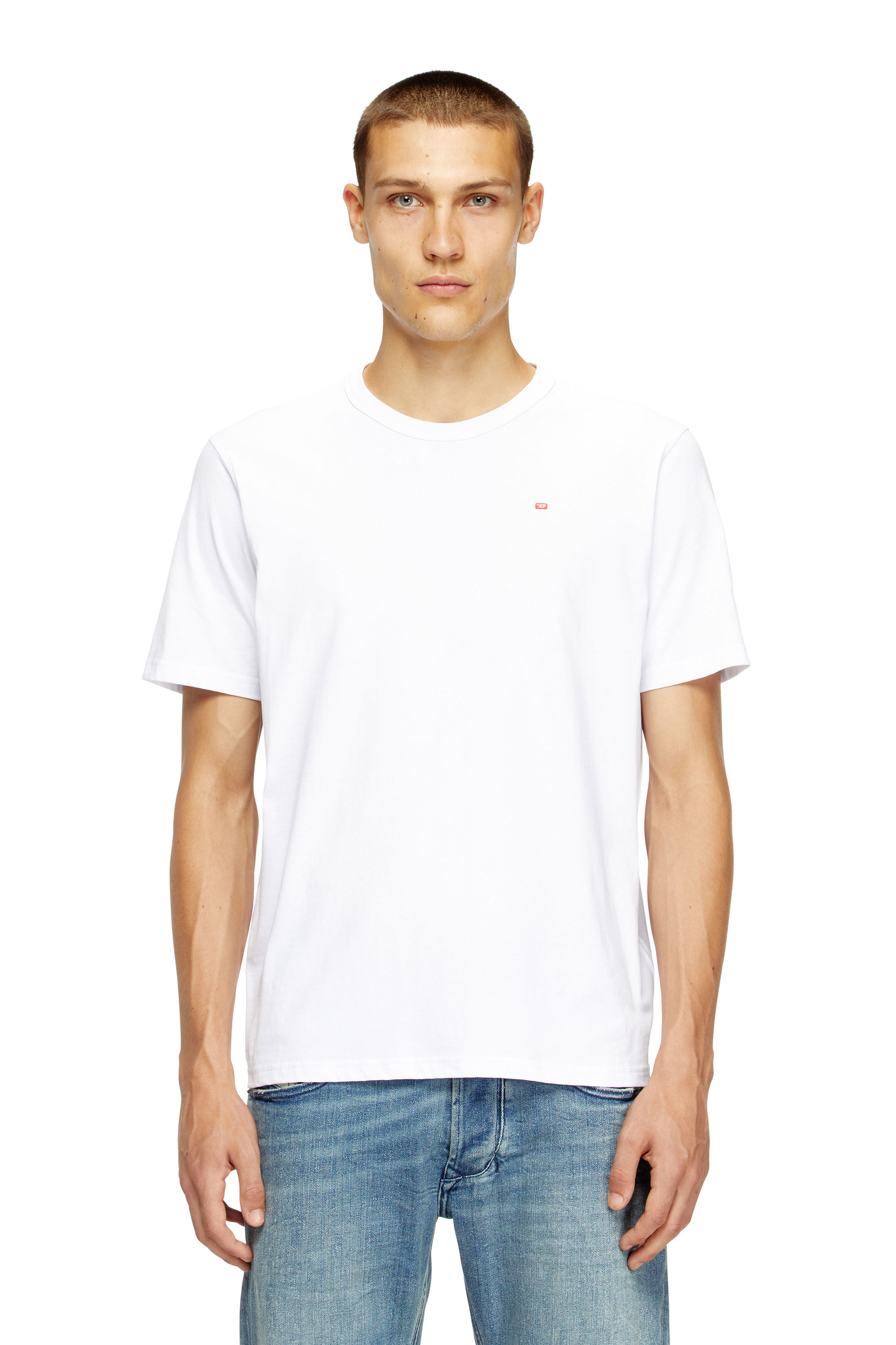 Diesel - T-ADJUST-MICRODIV, Unisex's T-shirt with micro-embroidered logo in White - 3