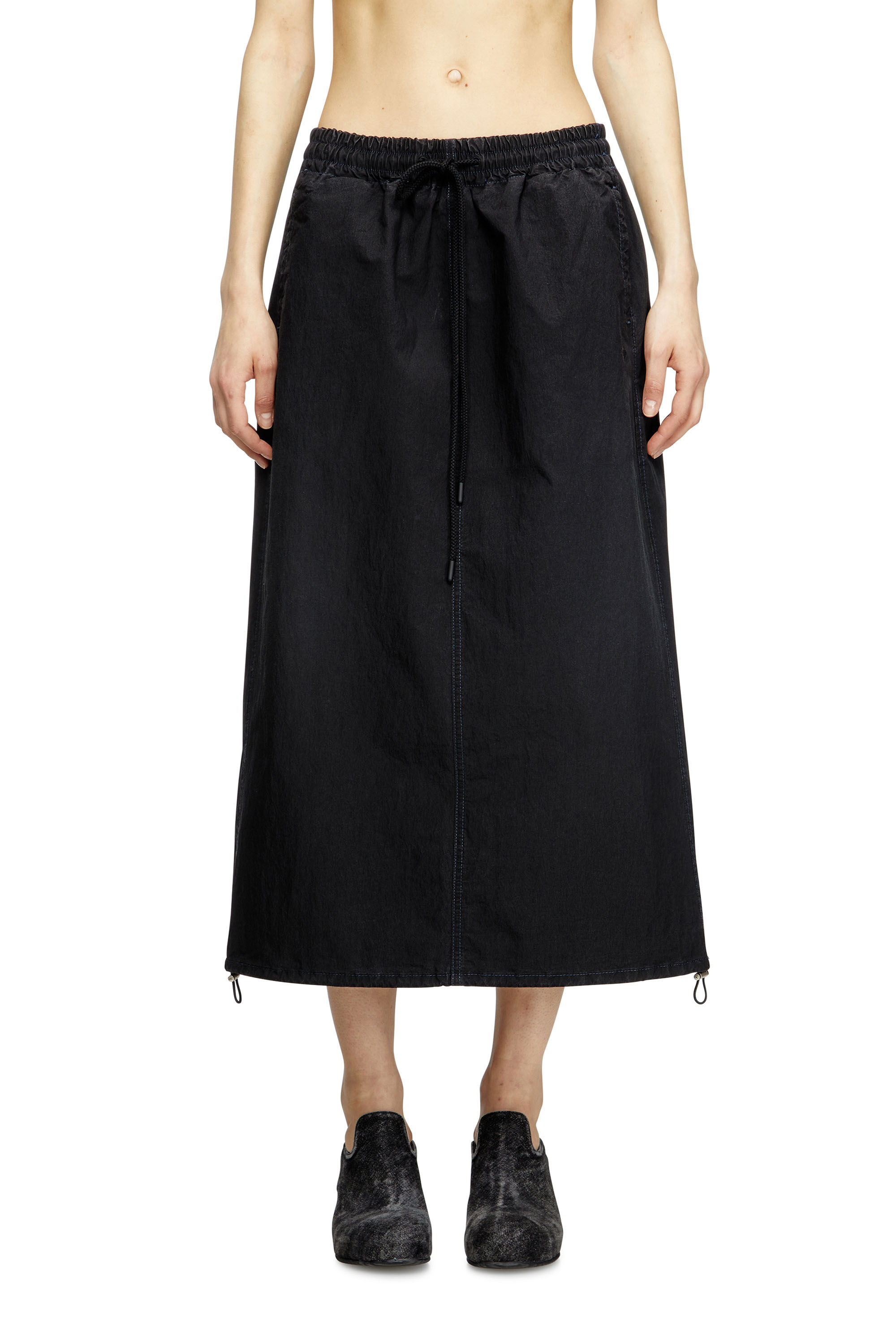 Diesel - DE-OREN-C JOGG, Woman's Midi skirt in technical JoggJeans in Black - 3