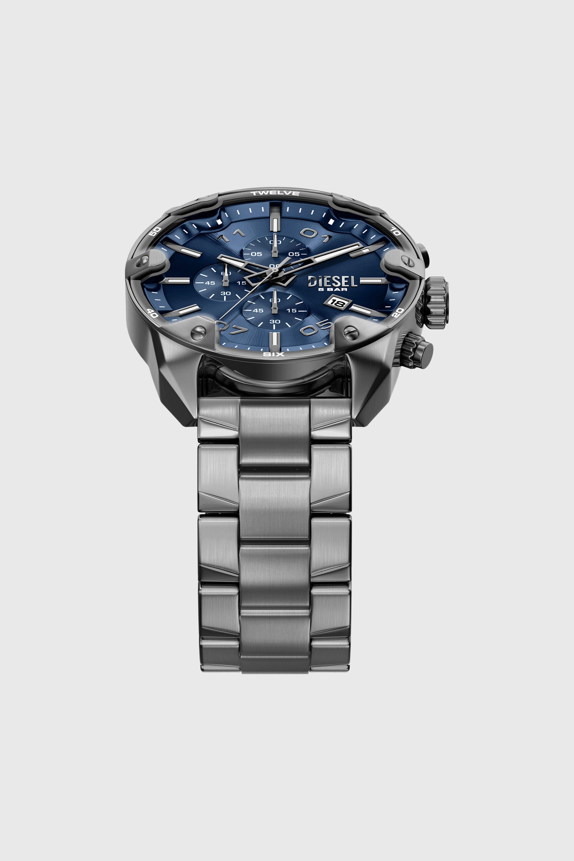 Diesel - DZ4724 WATCH, Man's Spiked gunmetal stainless steel watch in Dark grey - 4