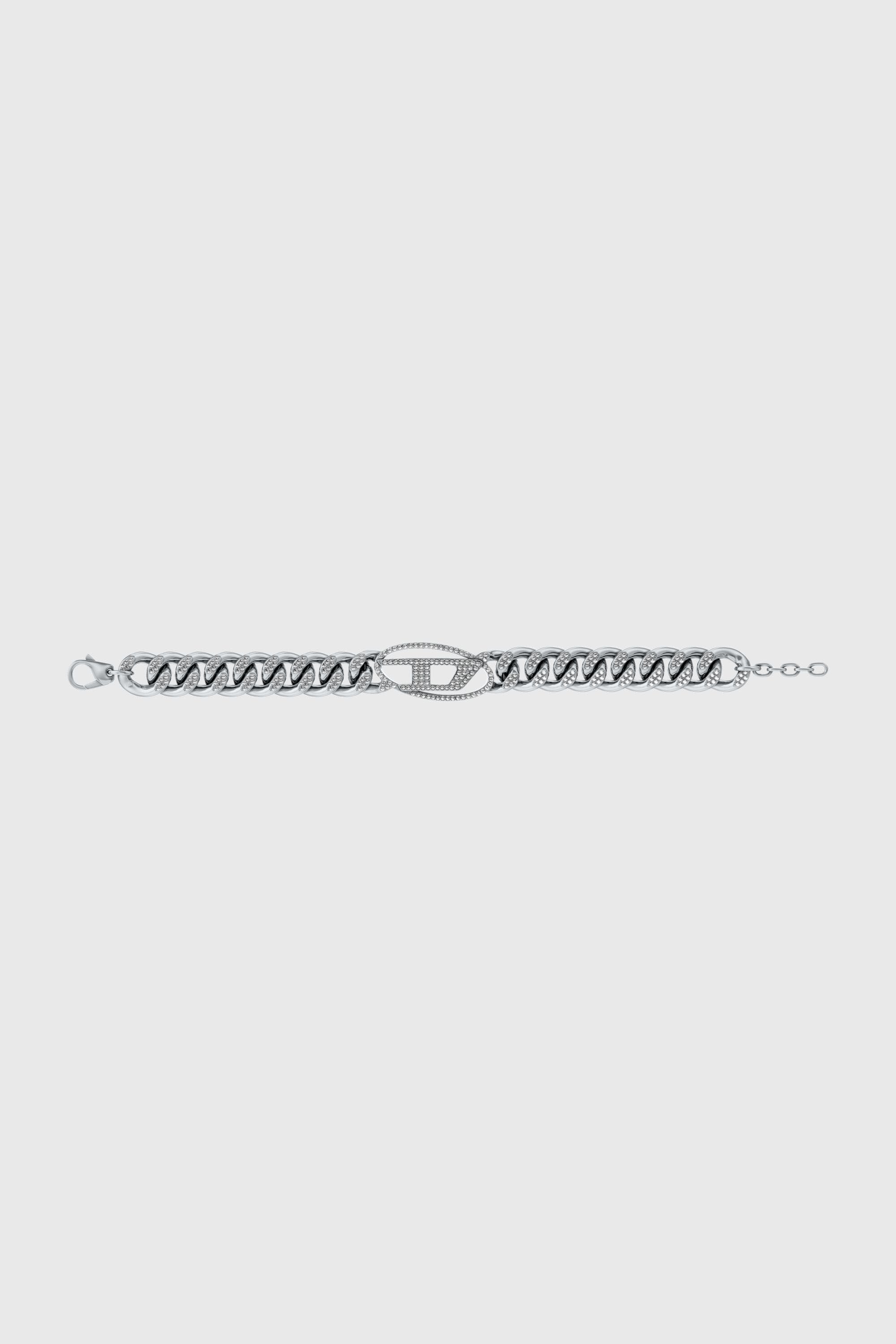 Diesel - DX1707040 JEWELLERY, Unisex's Stainless steel Oval D glitz chain bracelet in Silver - 4