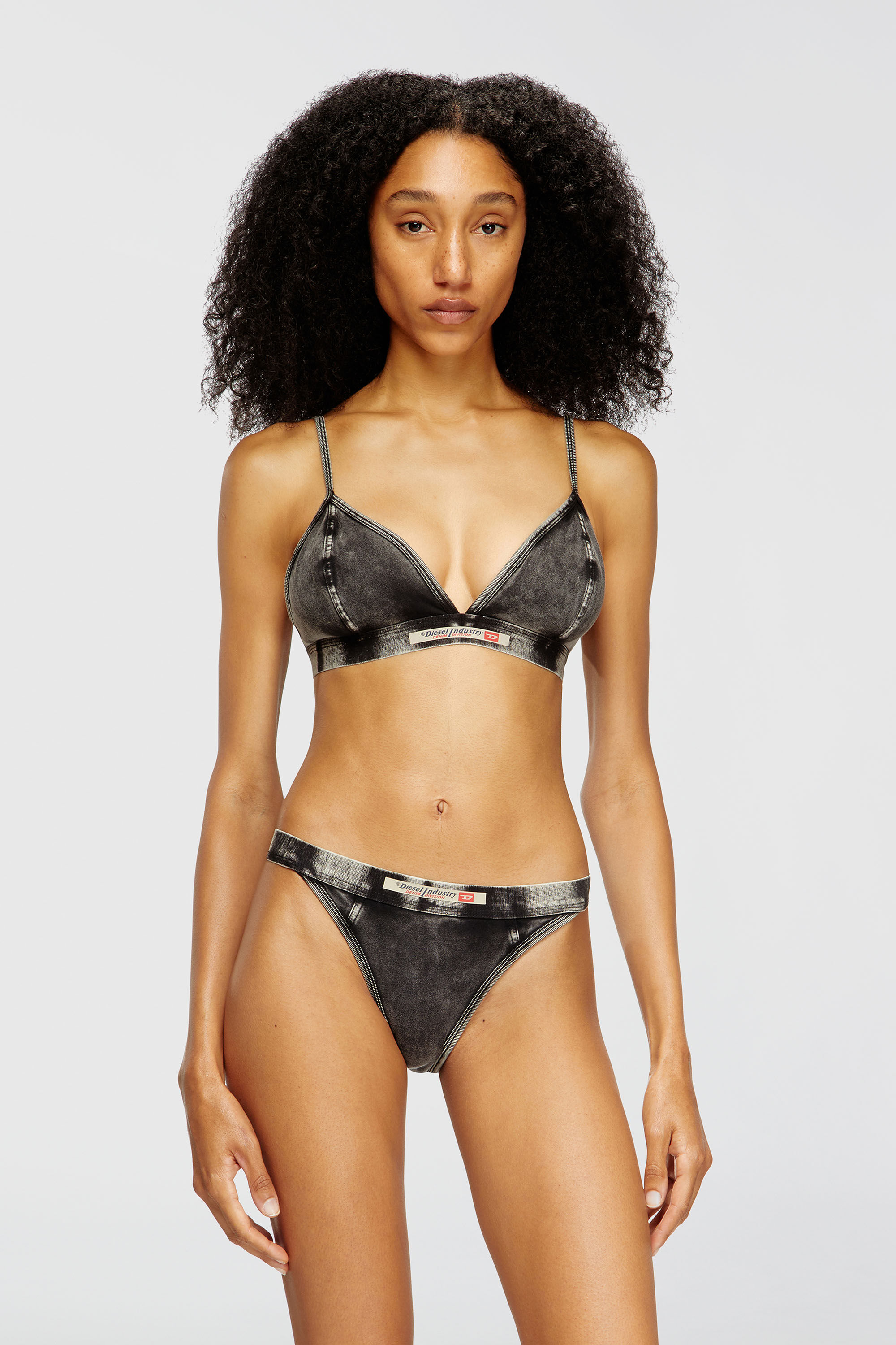 Diesel - SCILLA-DNM, Woman's Denim-effect triangle bra in Dark grey - 3