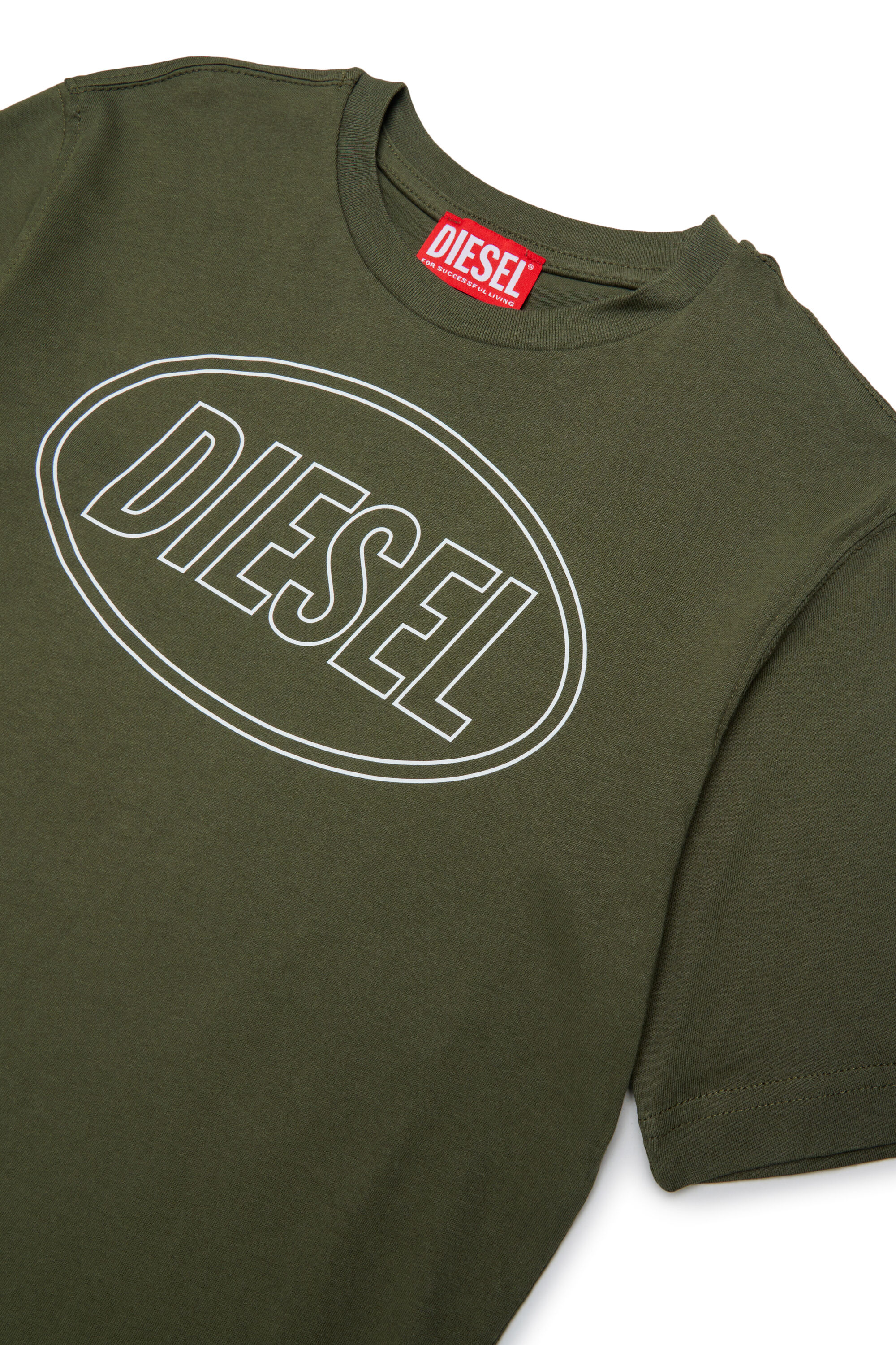Diesel - TCIRCLE OVER, Man's Cotton T-shirt with Diesel print in Military Green - 3