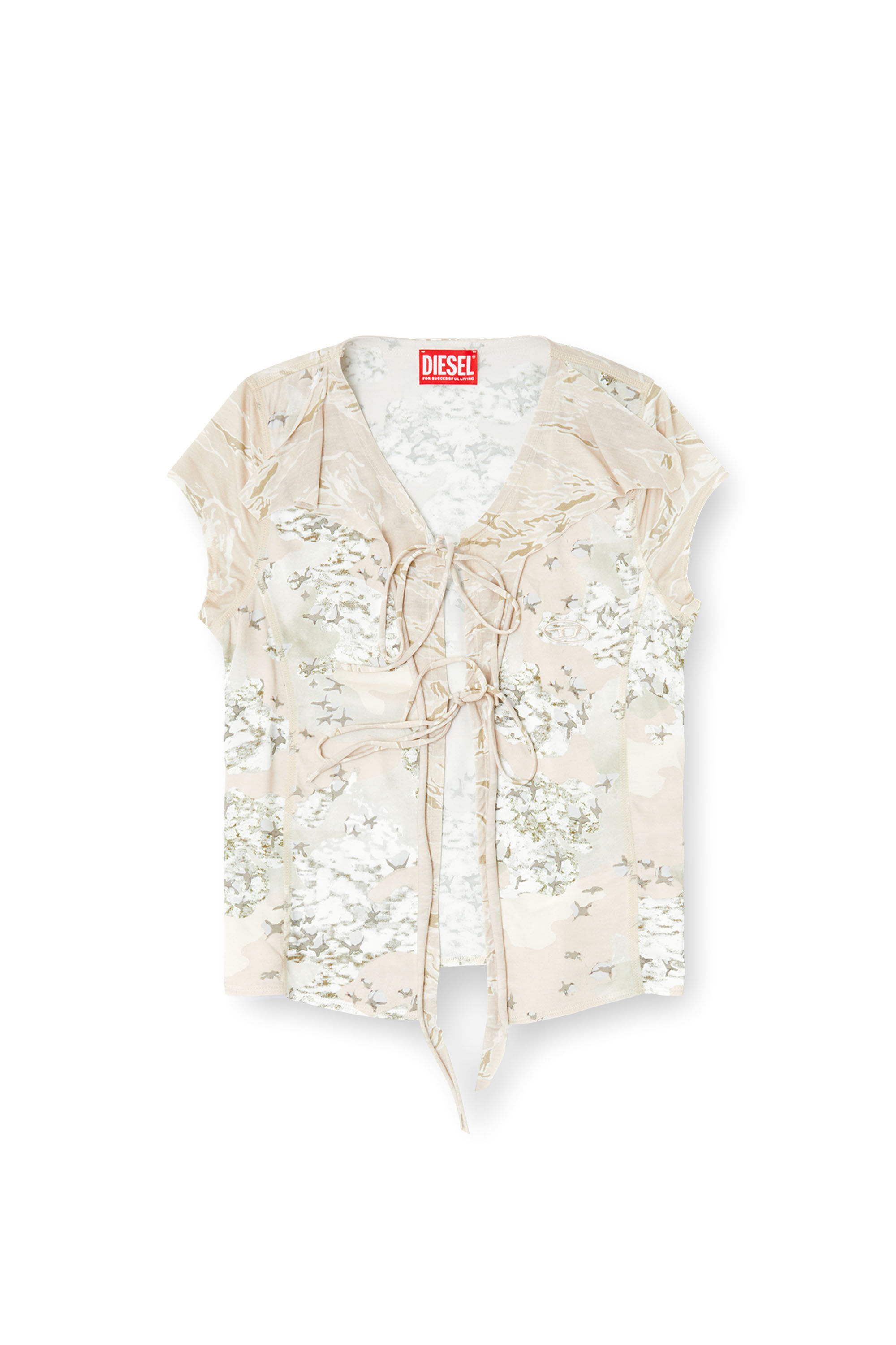 Diesel - T-AFRYMY, Woman's Tie top with mixed camo prints in Beige - 2