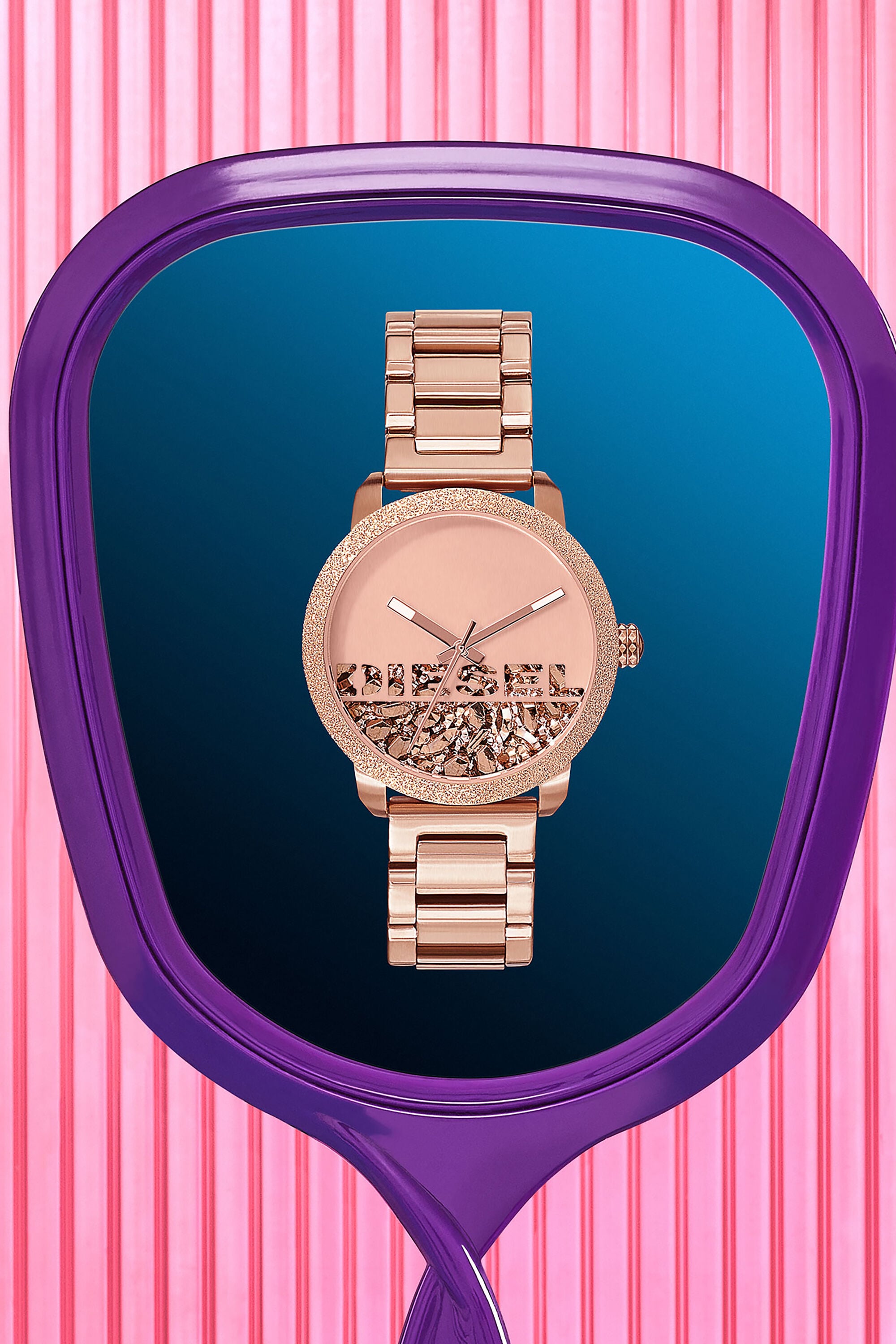 DZ5588 Woman: Flare Rocks rose gold stainless steel watch | Diesel
