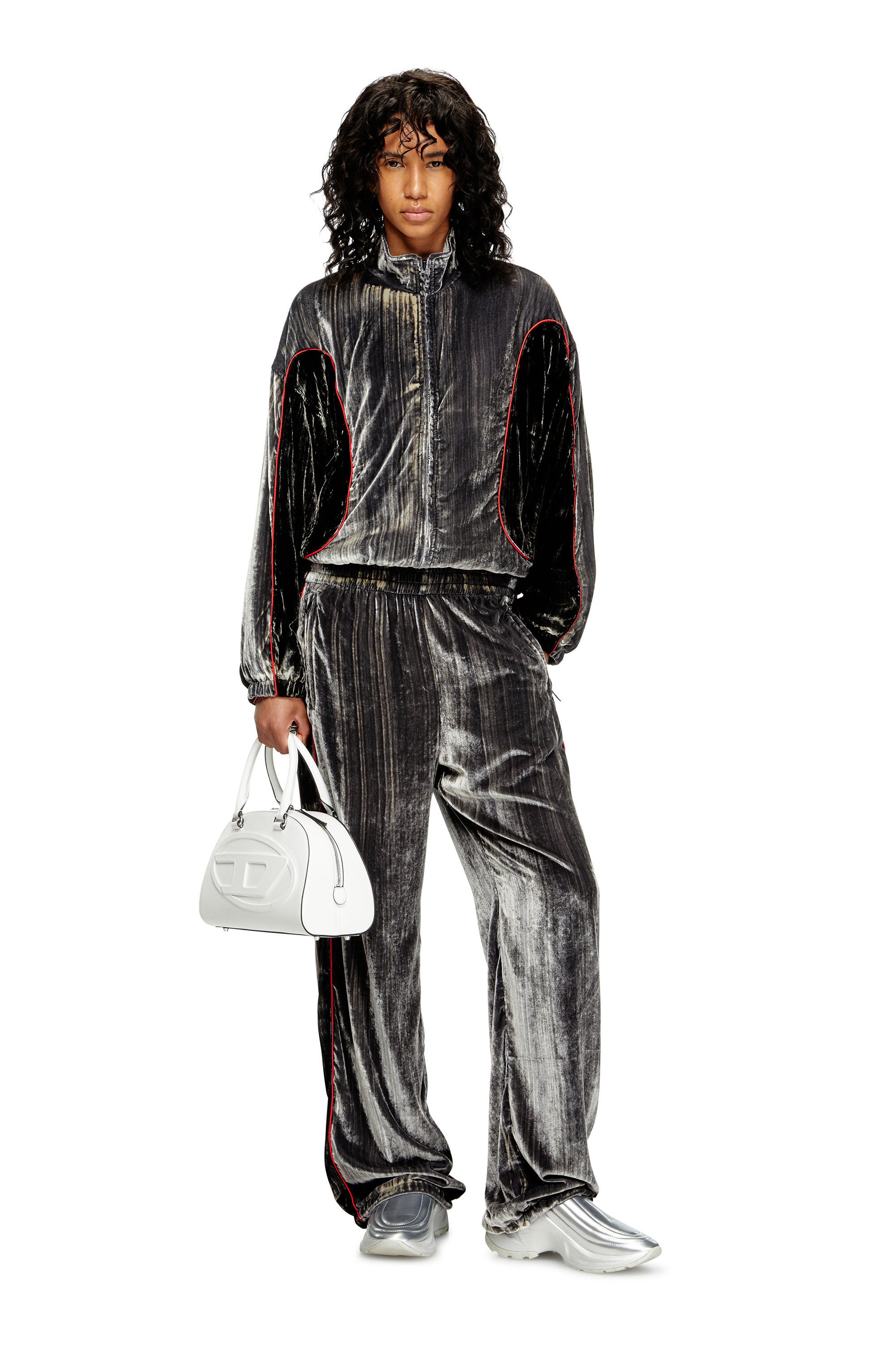 Diesel - P-HAY-FEM, Woman's Track pants in treated velvet in null - 1
