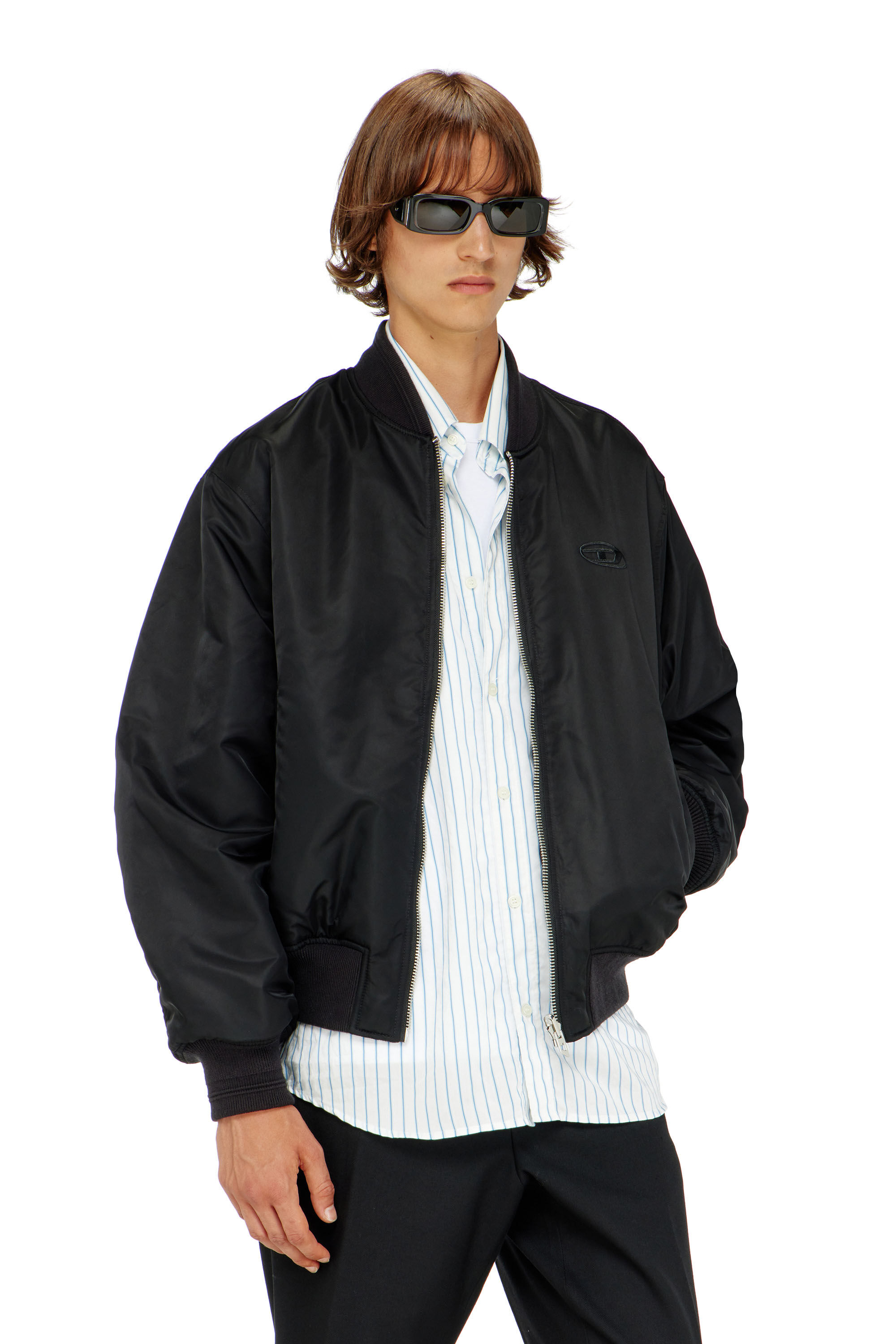 Diesel - W-TYPE-D1, Man's Padded bomber jacket with Oval D embroidery in Black - 3