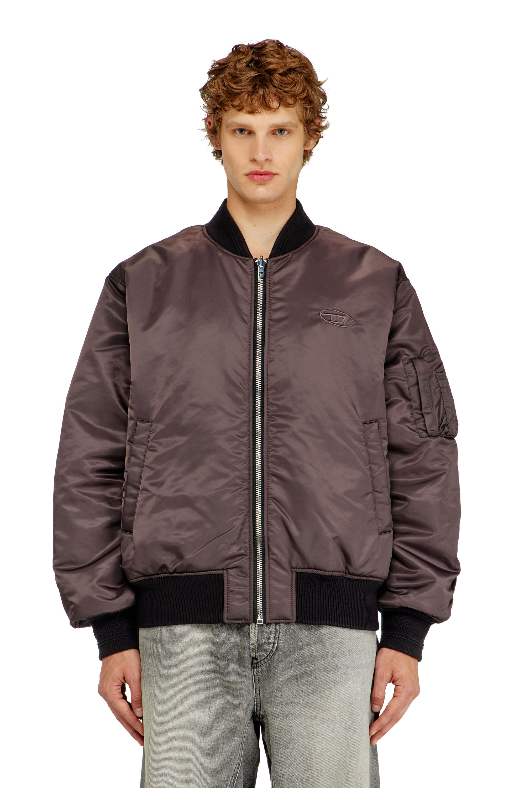 Diesel - W-TYPE-D1, Man's Padded bomber jacket with Oval D embroidery in Black - 6