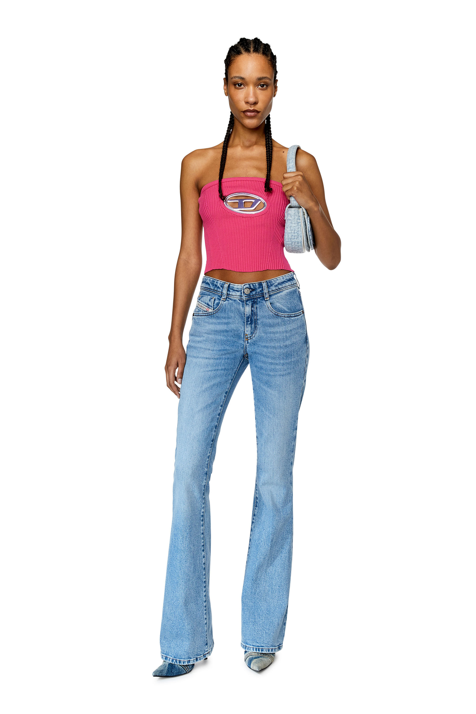 Women's Bandeau top with oval D plaque | Pink | Diesel Women's Bandeau top with oval D plaque | Pink | Diesel