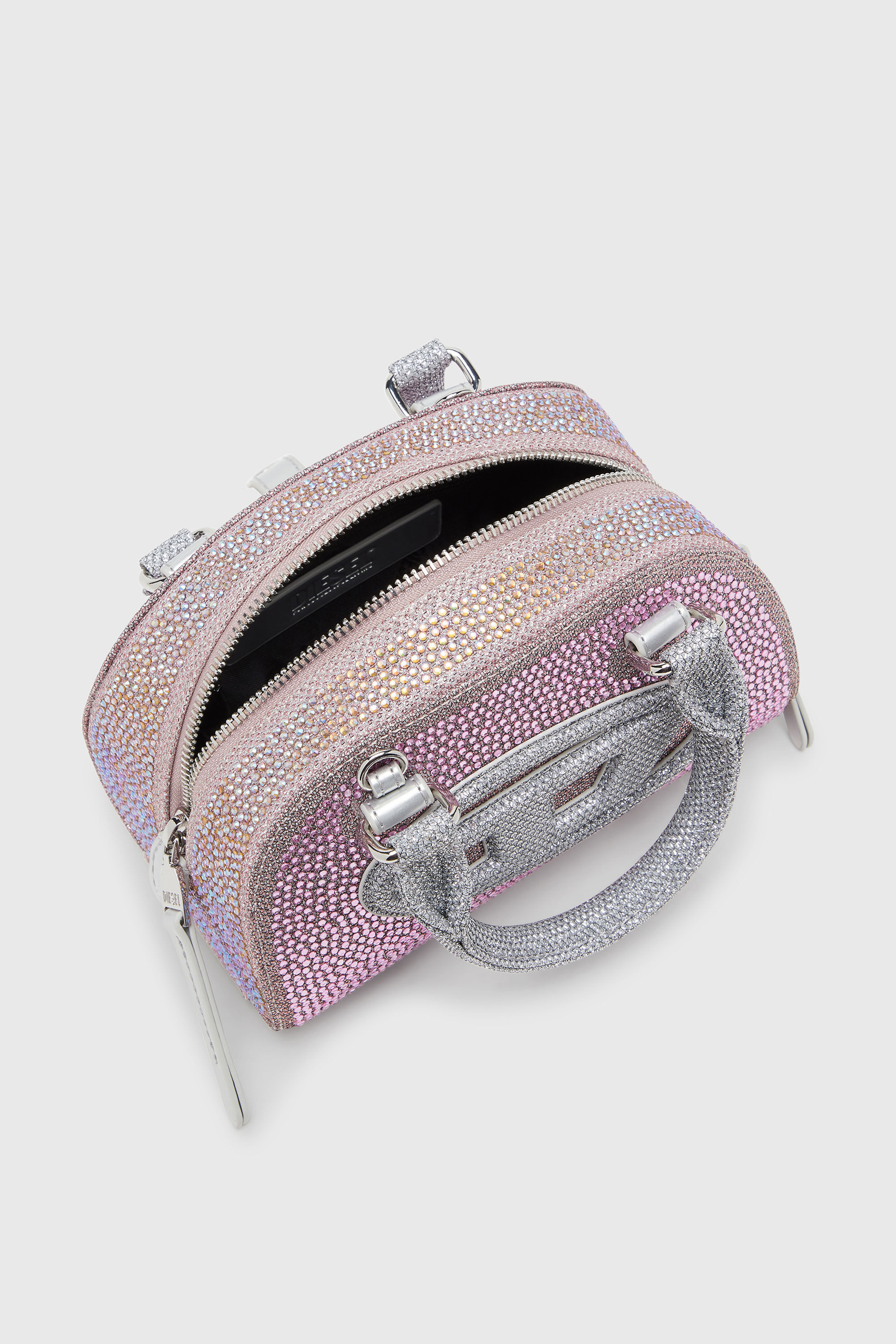 Diesel - 1DR DOME CROSSBODY, Woman's 1DR Dome - Small bowling bag in crystal Lurex in Pink - 3