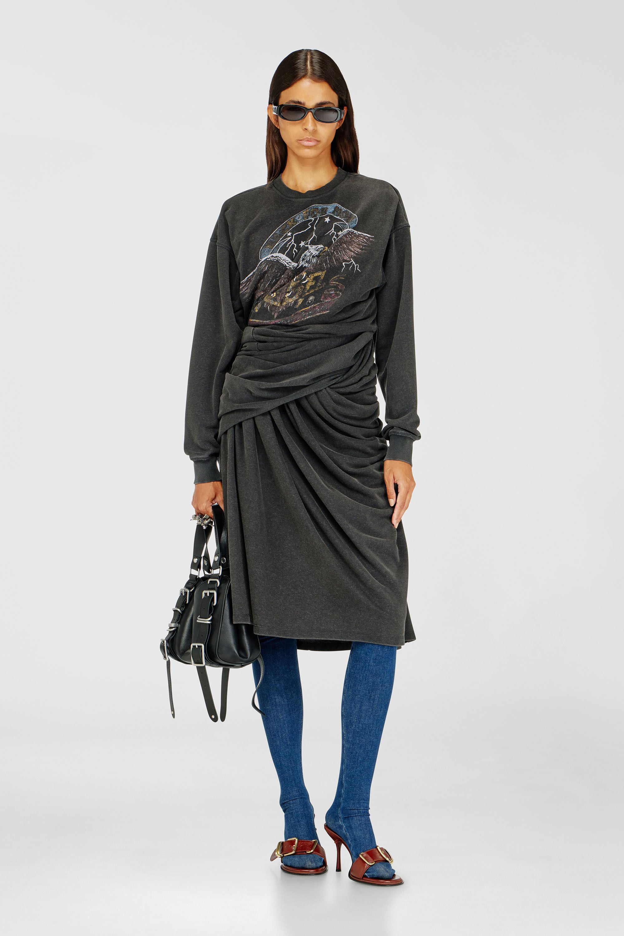Diesel - D-NENCY, Woman's Sweatshirt dress with concert graphics in null - 1