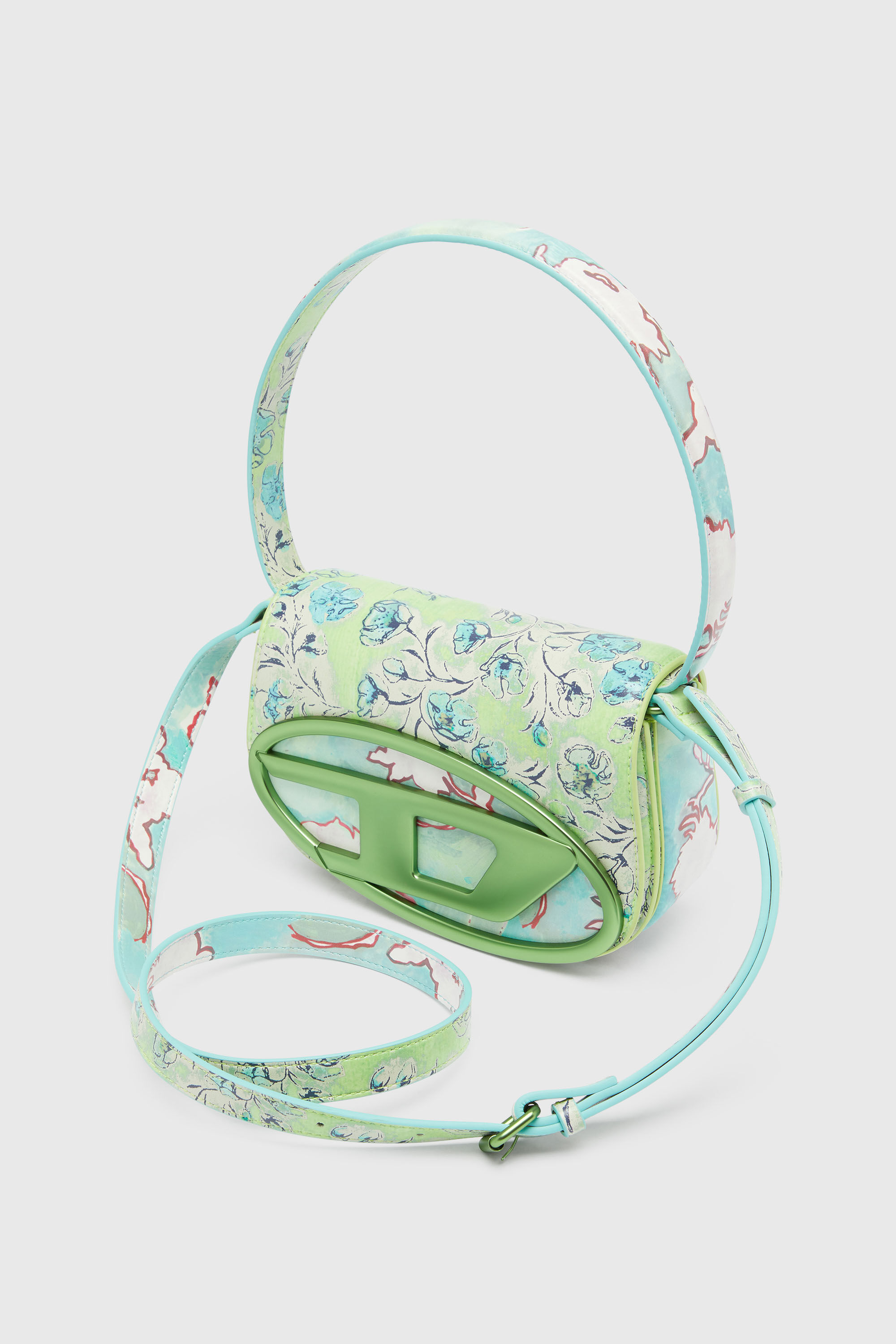 Diesel - 1DR, Woman's 1DR-Iconic shoulder bag with floral print in Green - 6