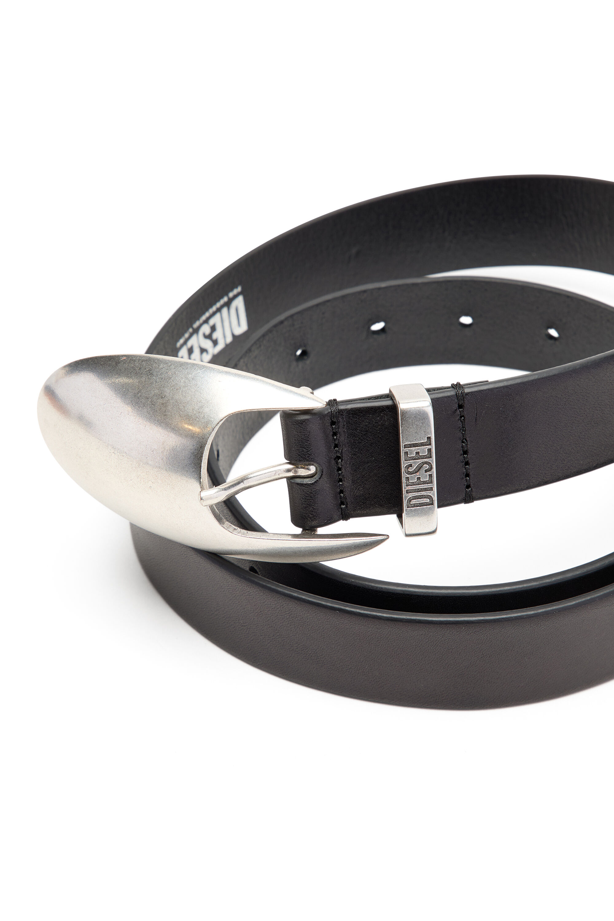 Diesel - B-ROP 30, Man's 3cm leather belt with sculptural buckle in Black - 2