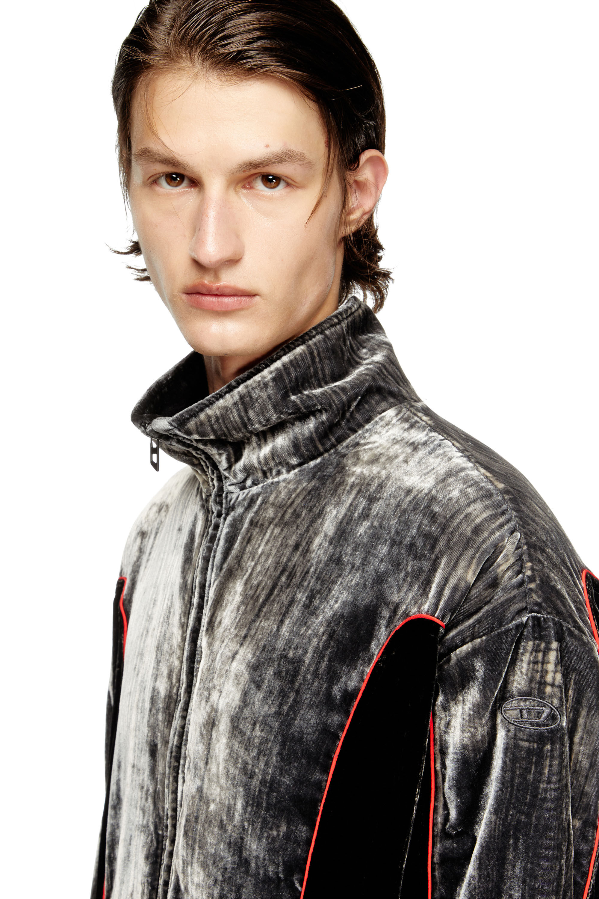 Diesel - J-HAY, Man's Track jacket in treated velvet in null - 5