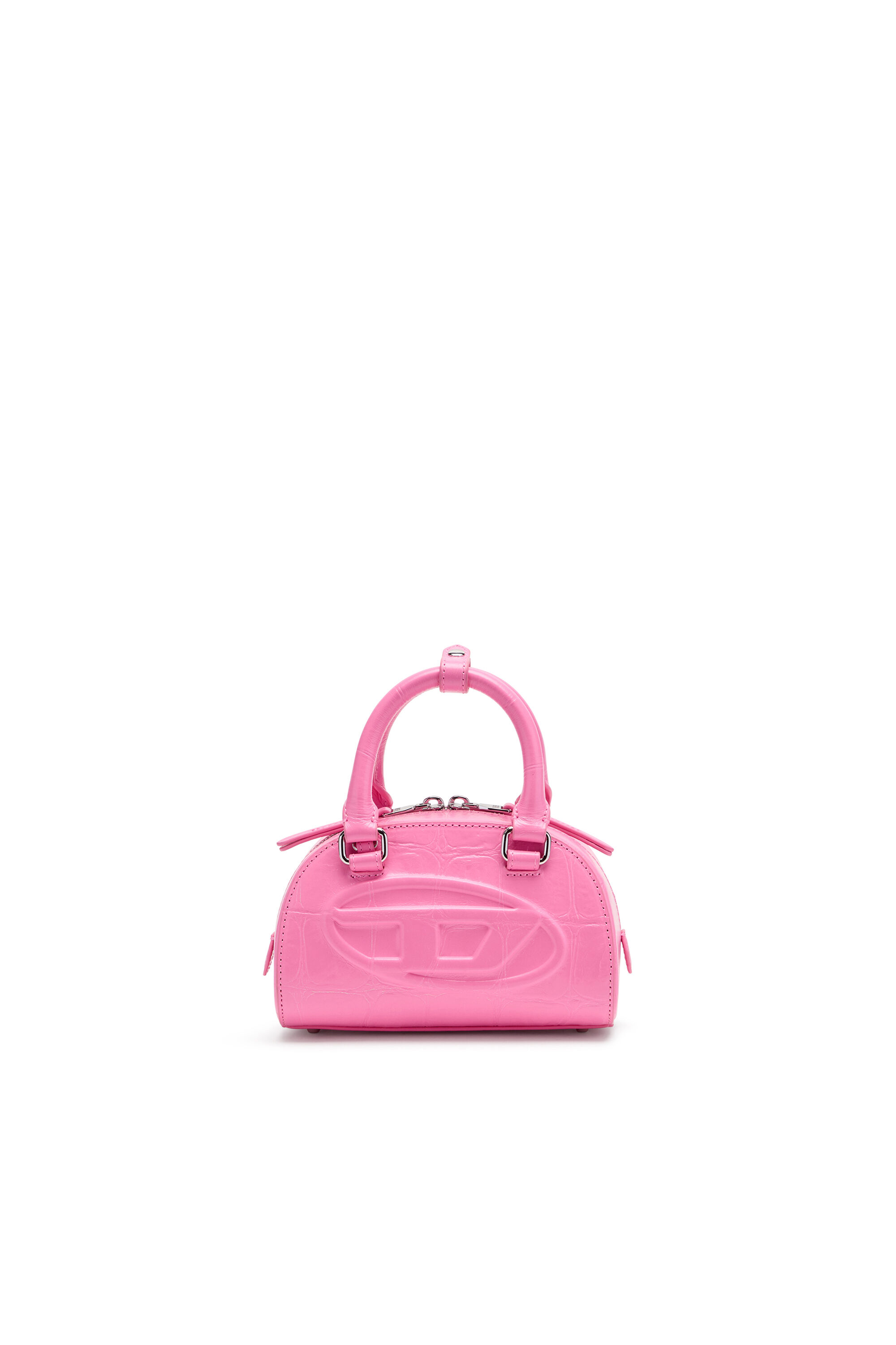 Diesel - 1DR DOME CROSSBODY, Woman's 1DR Dome-Mini bowling bag in croc-effect leather in Pink - 1