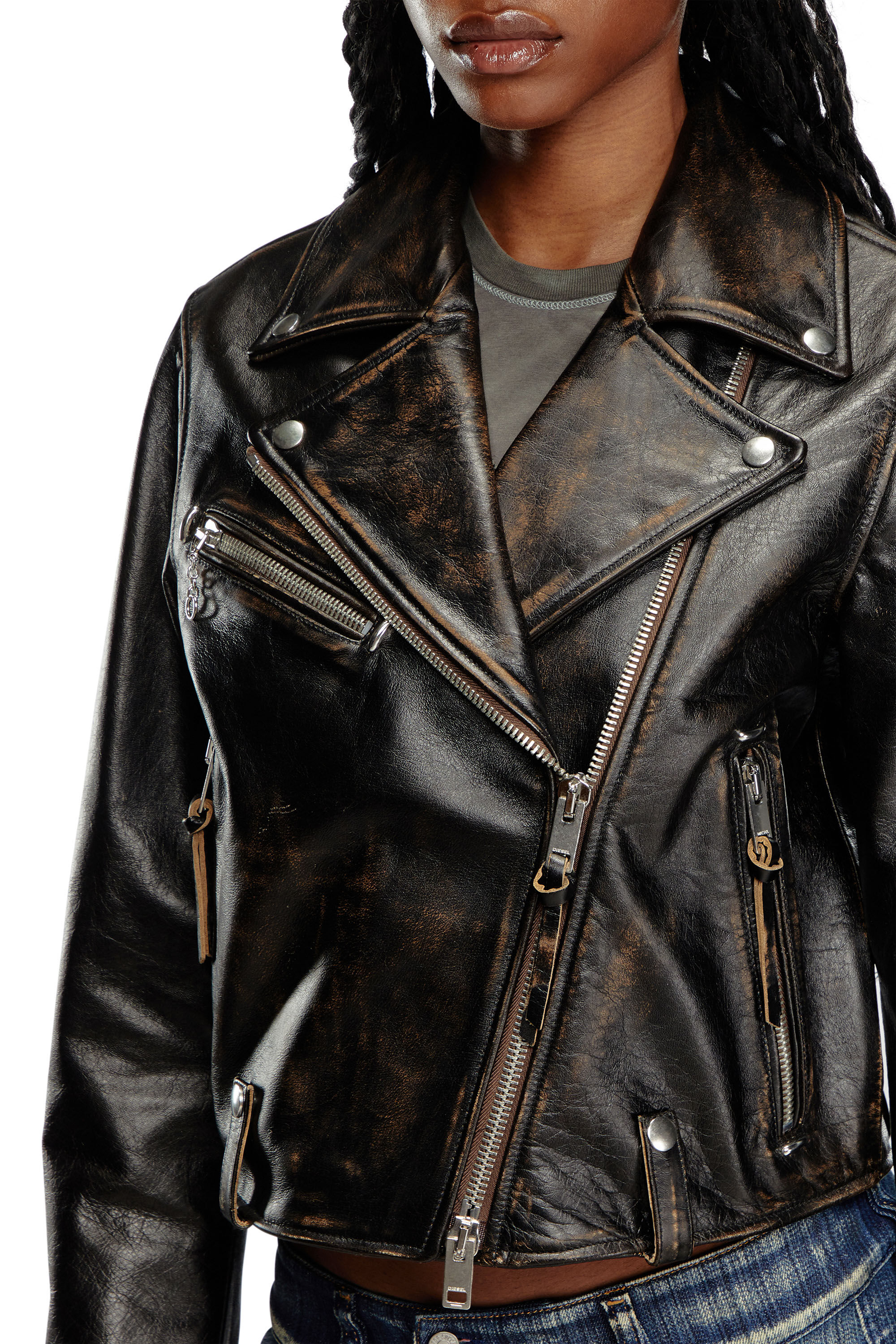 Diesel leather biker jacket womens shop
