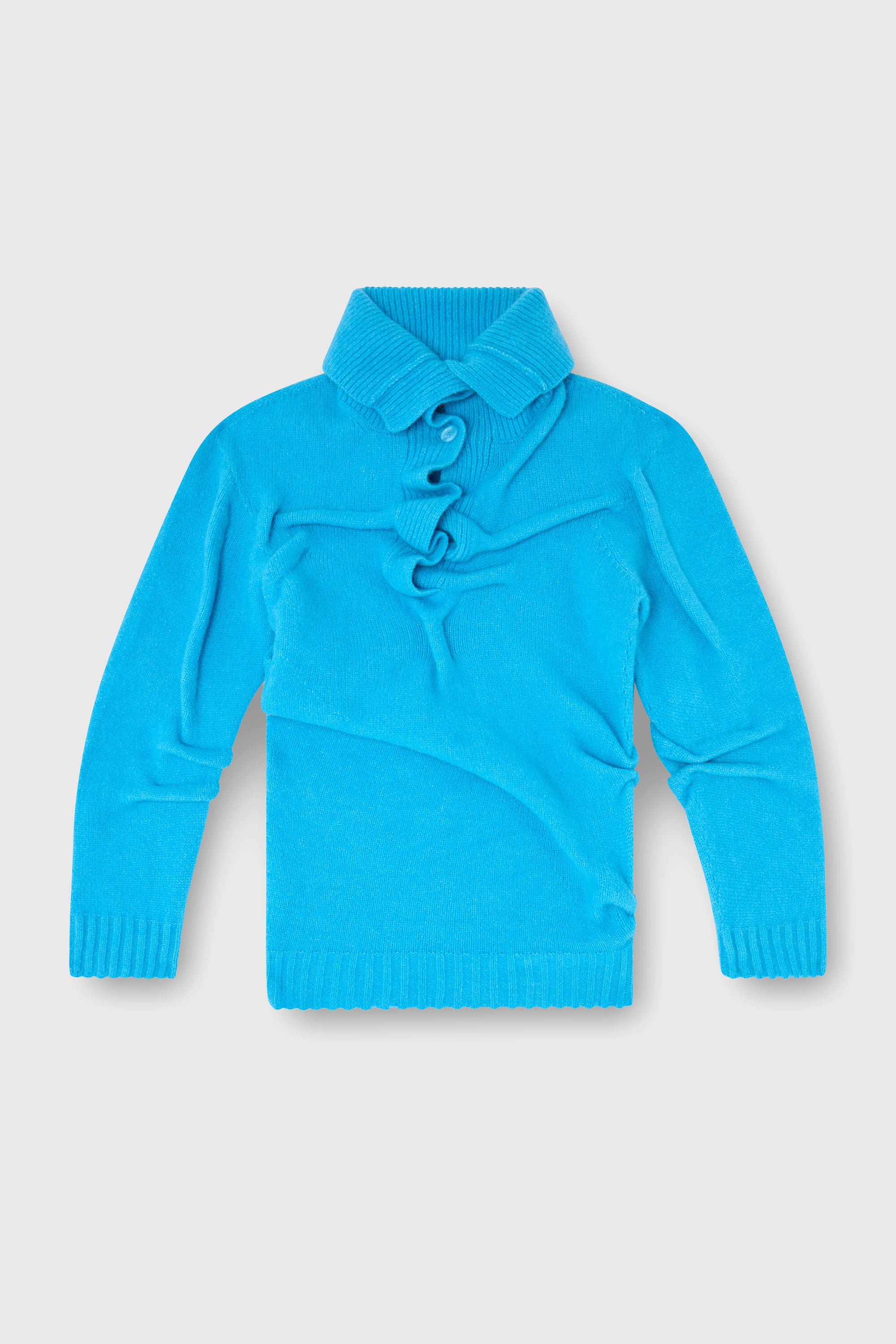 Diesel - M-AMARY, Woman's Button-neck jumper in wrinkled boiled knit in Azure - 2