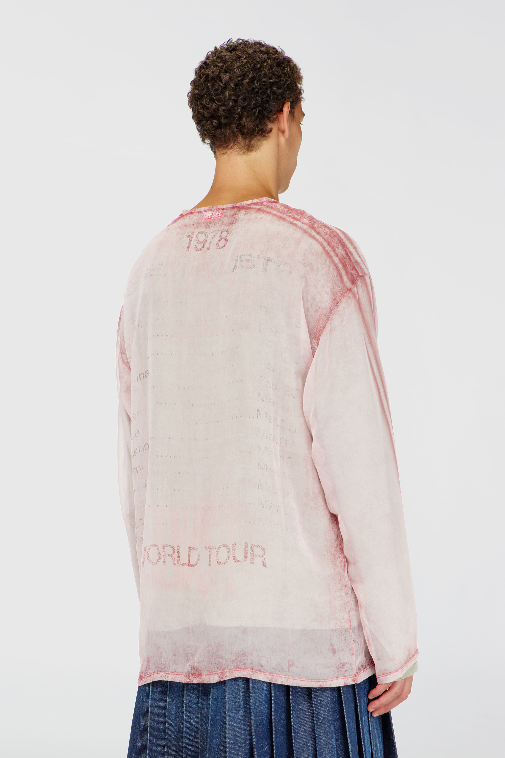 Diesel - T-DOUBLEX-LS, Man's Sheer chiffon top with concert graphics in Face Powder - 4