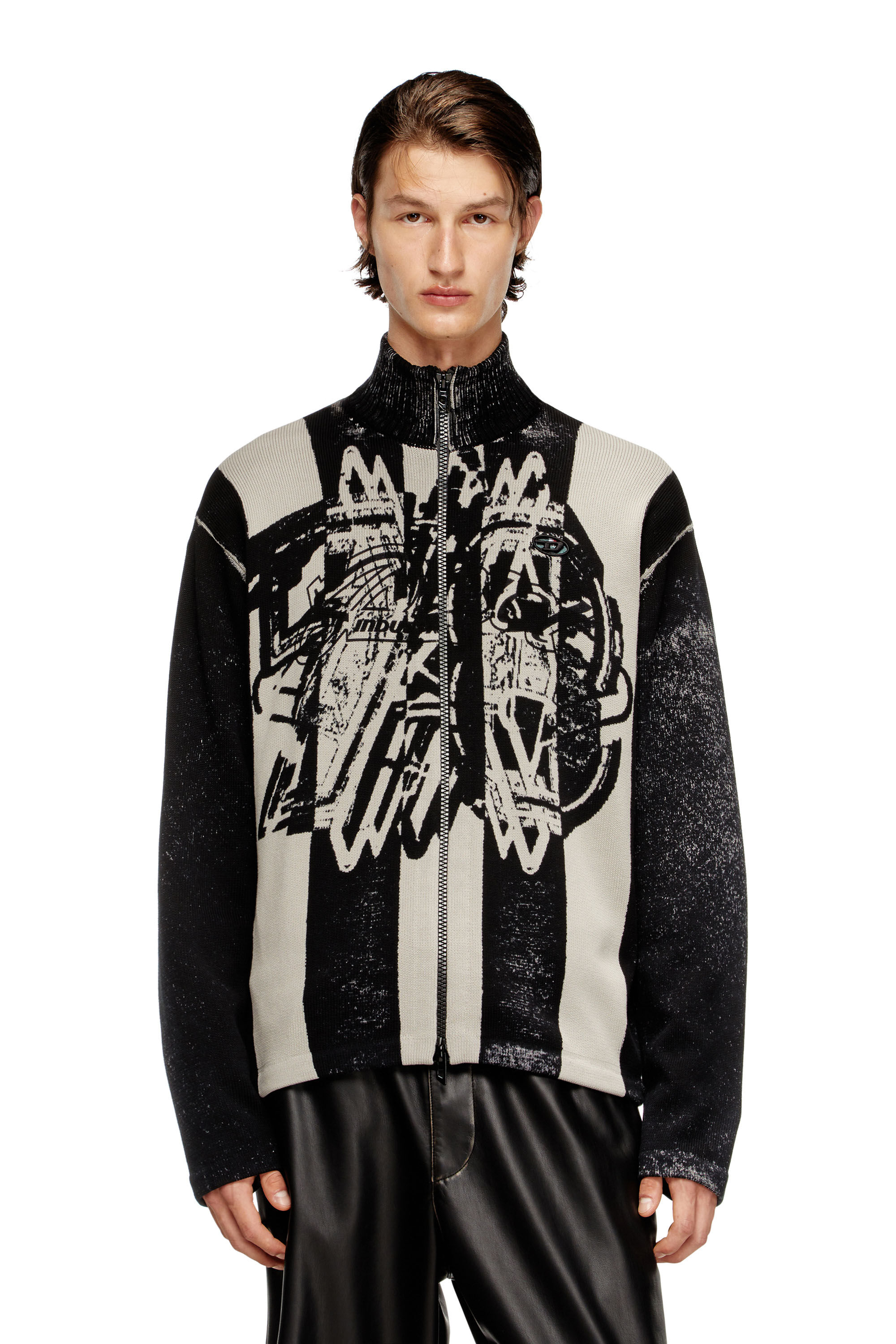 Diesel - K-OLIBA-JKT, Man's Inside-print striped zipped cardigan in null - 3