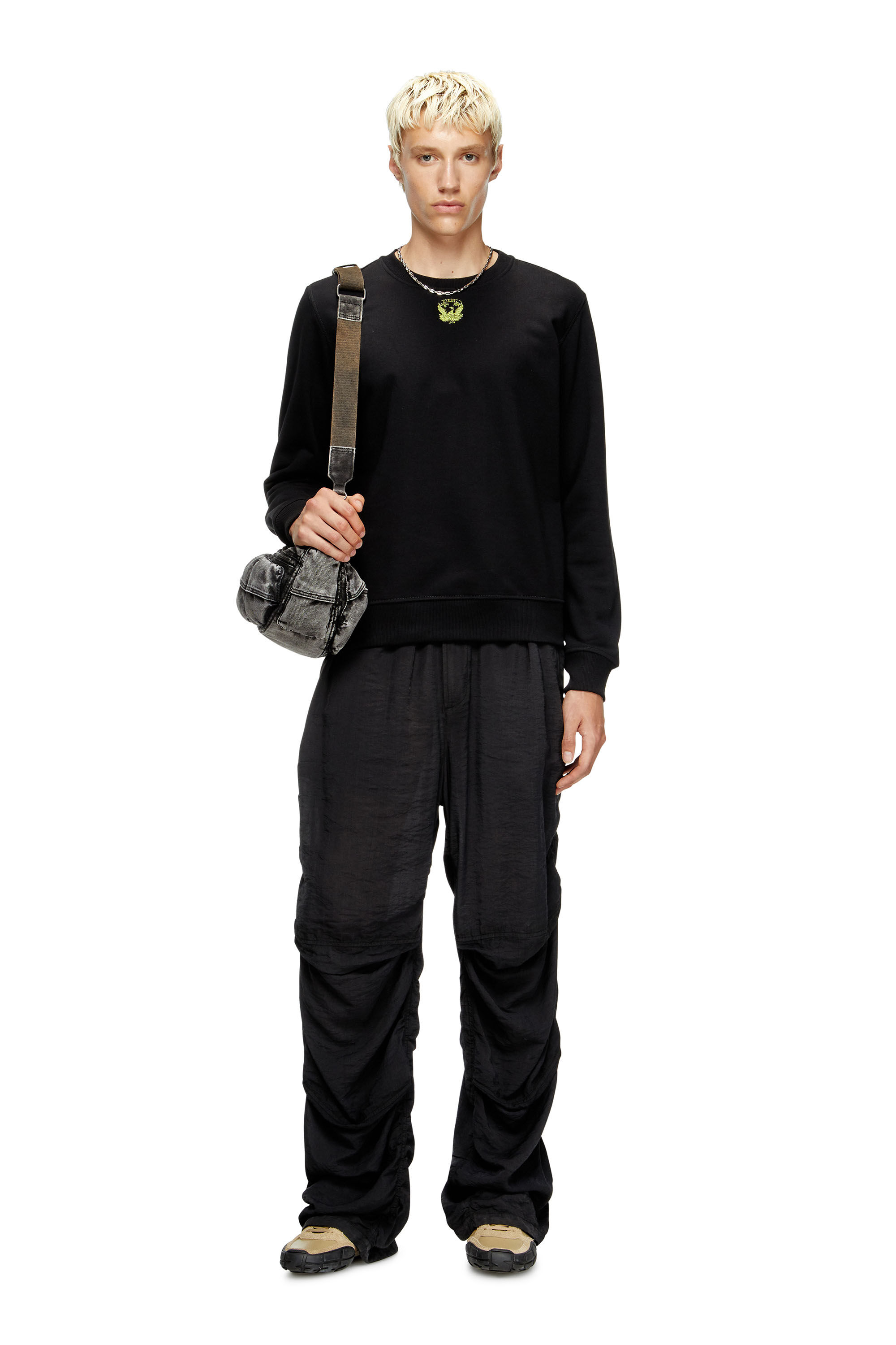 Diesel - S-GINN-T1, Man's Sweatshirt with embroidered phoenix in Black - 3