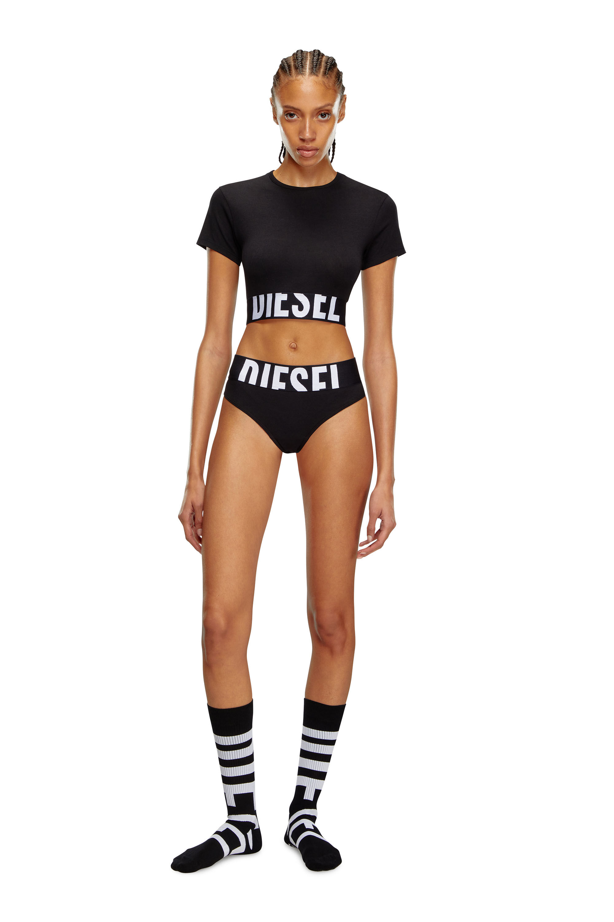 Women's Sporty cropped top with logo band | Black | Diesel