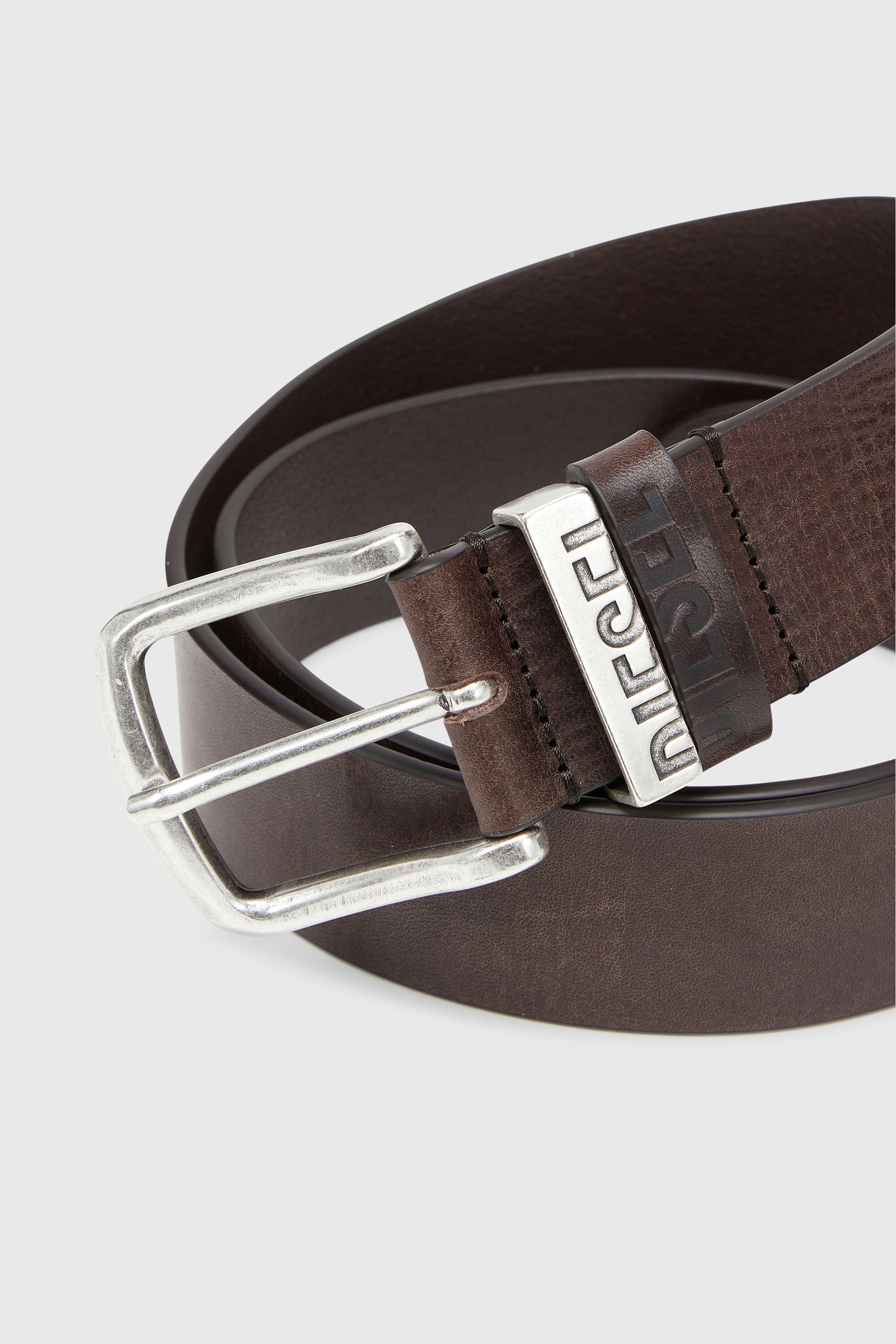 Diesel - B-VISIBLE, Man's 3.9cm belt with contrast loops in Brown - 3