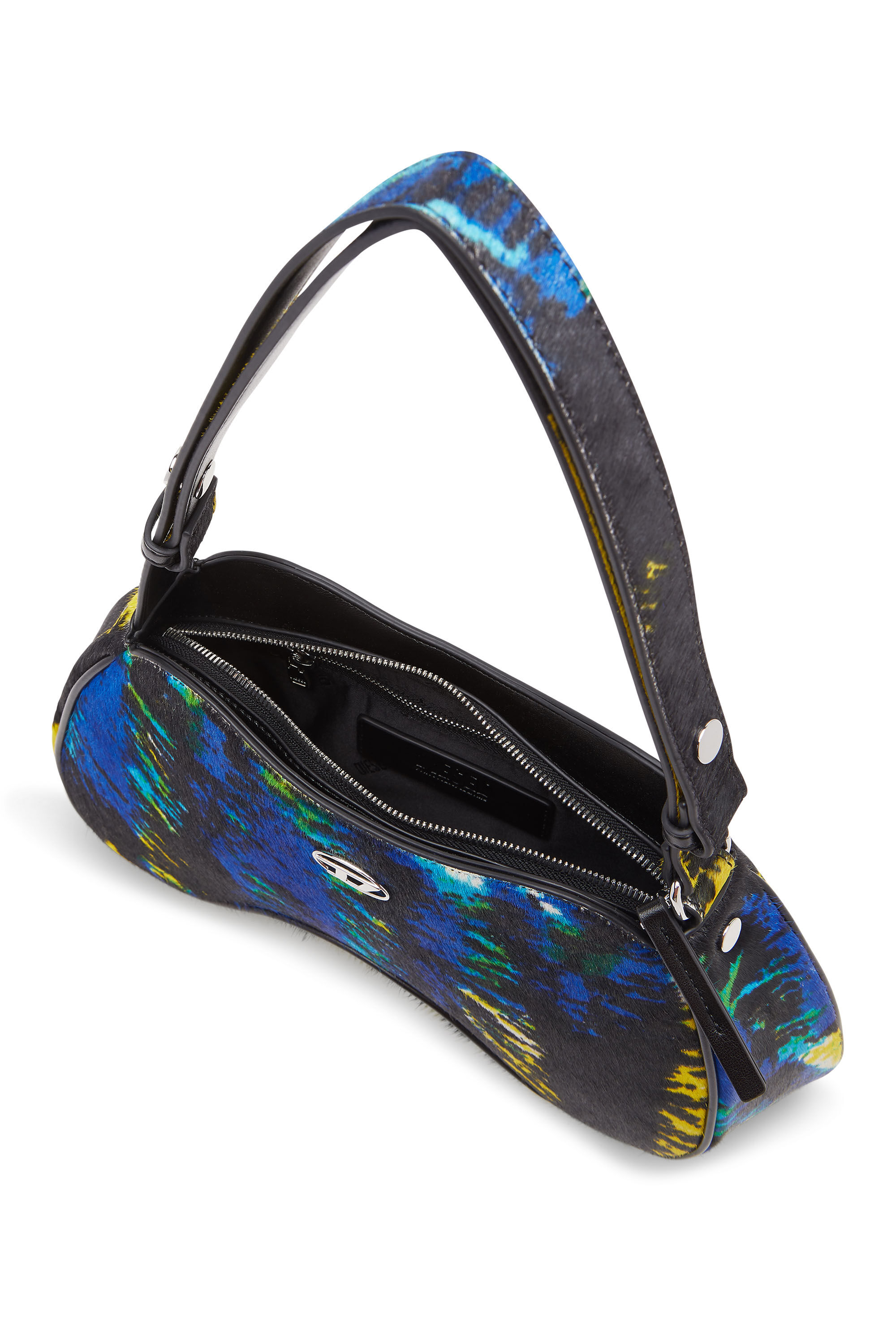 Diesel - PLAY SHOULDER, Woman's Play-Borsa a spalla in cavallino tigrato in Yellow/Blue - 5