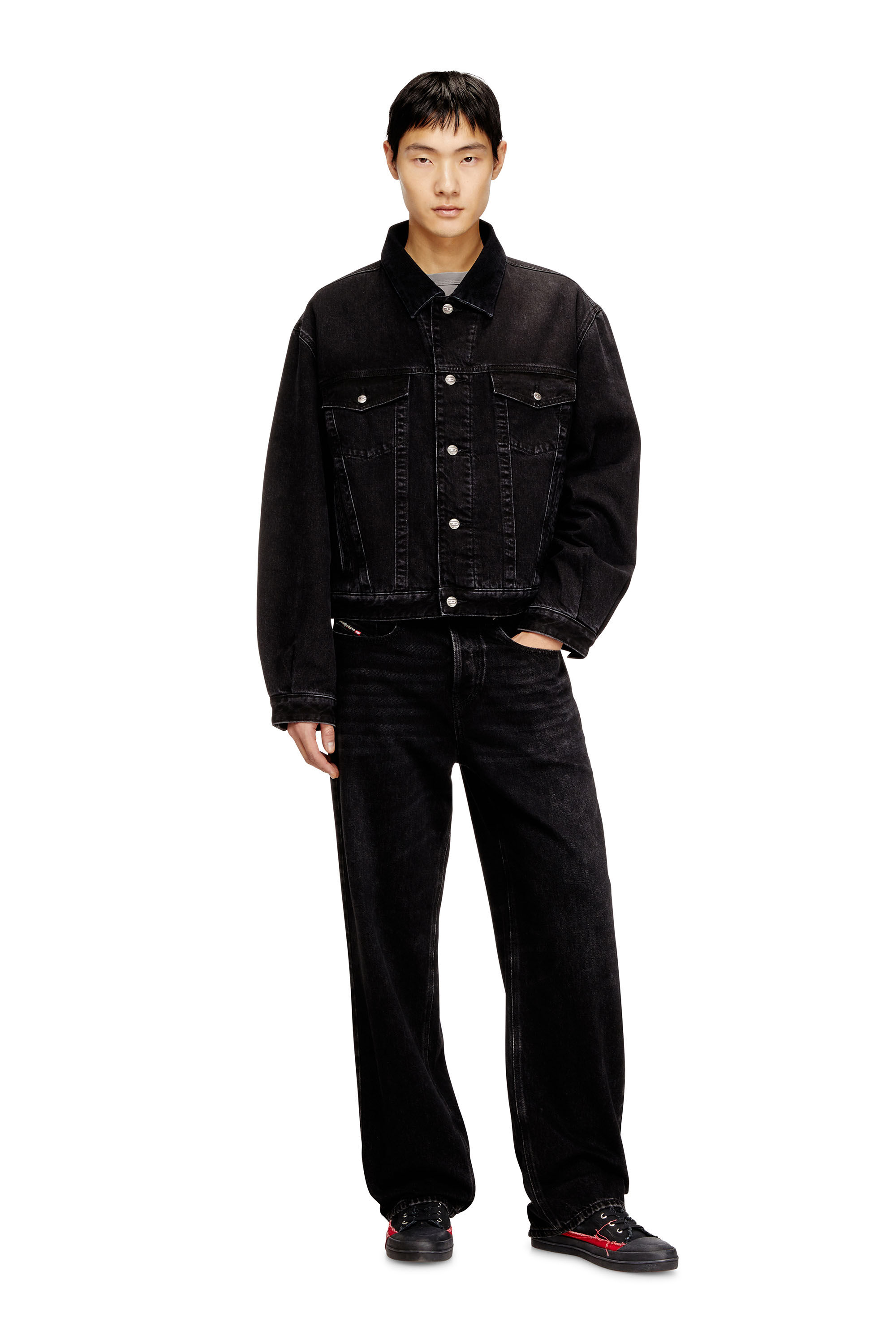 Women's Padded trucker jacket in denim | Black | Diesel