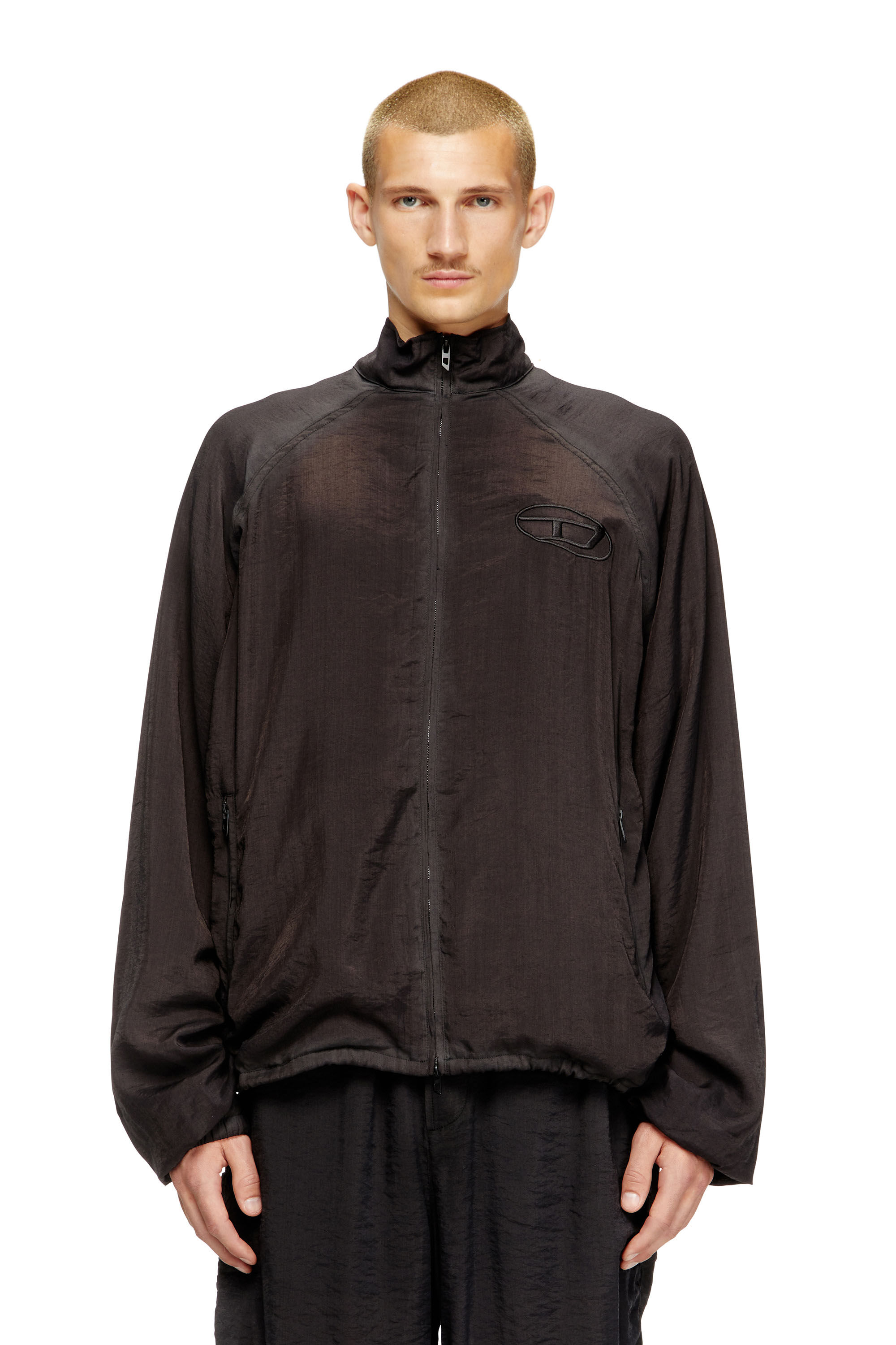 Diesel - J-HENRI-SOUVENIR, Man's Souvenir-style embroidered track jacket in Dark grey - 2